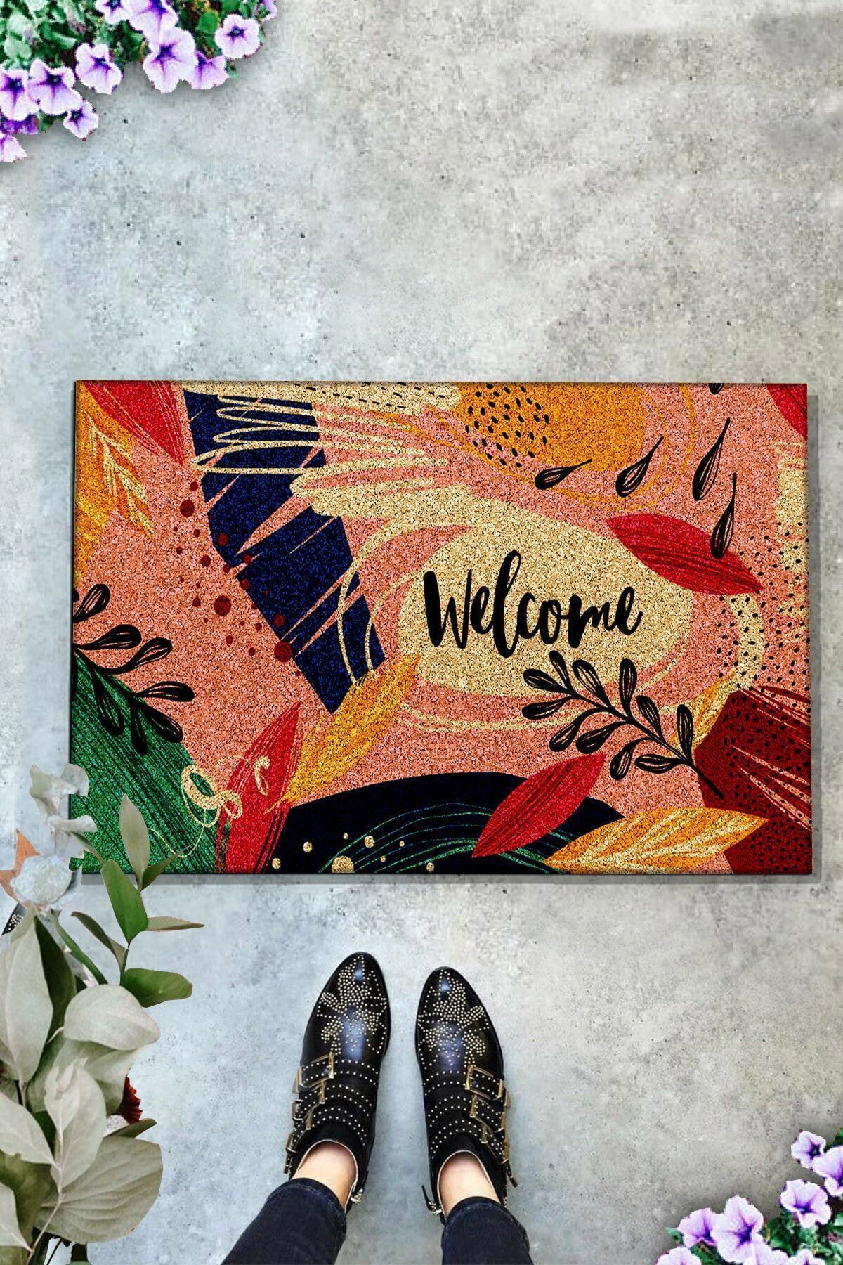 Chilai Home Pvc Colorful Leaves Kaymaz Taban Iç Ve Dış Kapı Önü Paspasları