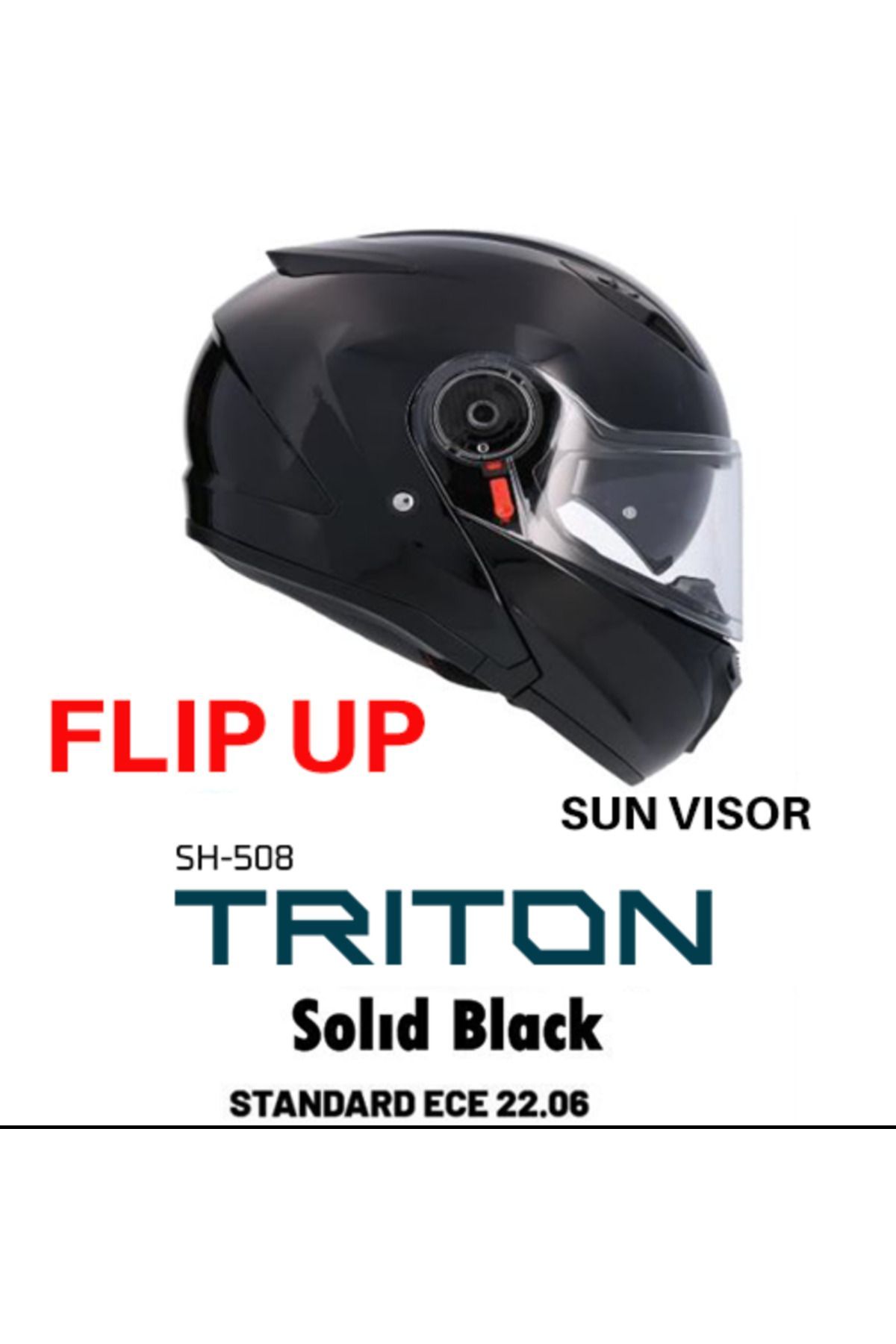 Shiro FlipUp SH-508sv TRITON Parlak Siyah Çene Açılır Kask