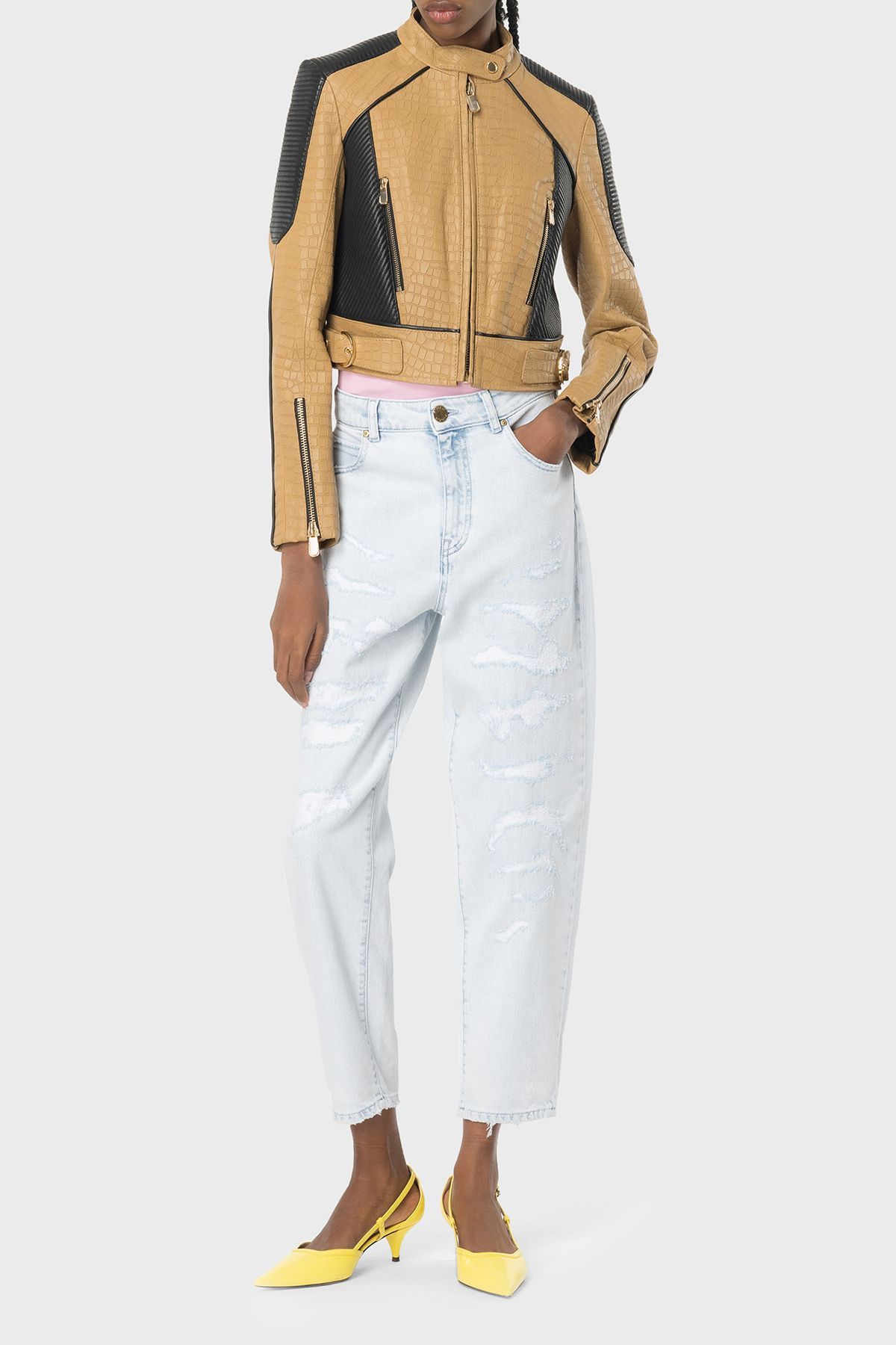 PİNKO Pinko Yırtık Detaylı Yüksek Bel Mom Jeans  KOT PANTOLON 100379A1JKPJQ