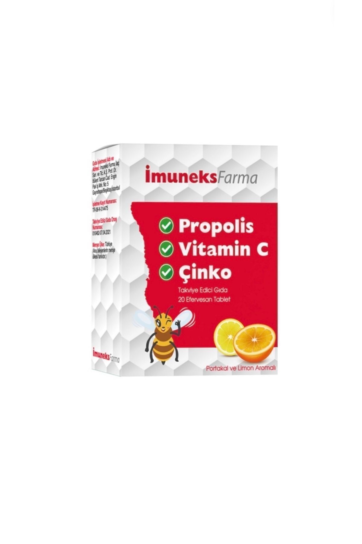 Imuneks Farma Propolis Vitamin C Ve Çinko 20 Tablet 8680176000831
