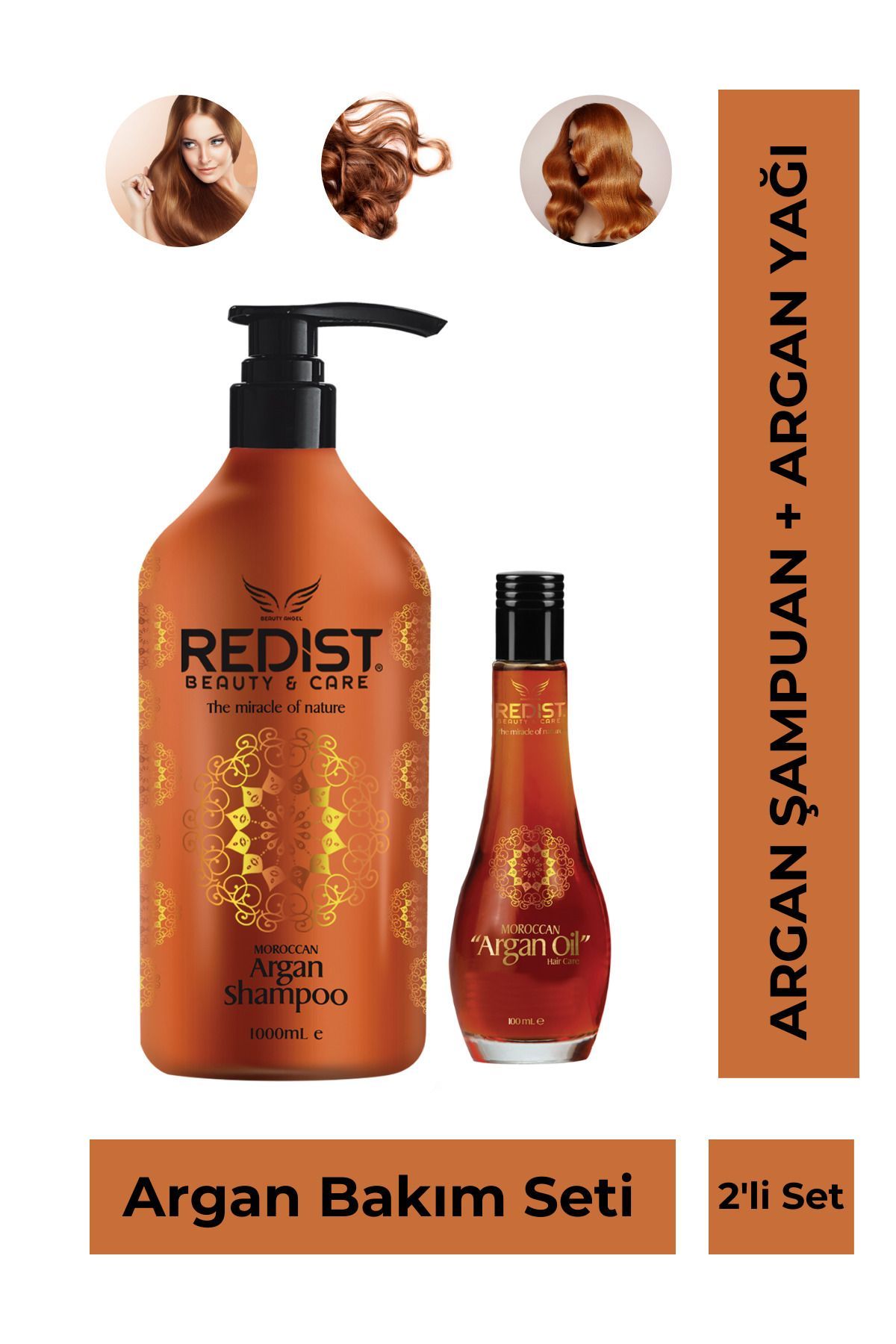 Redist Argan Şampuan 1000 Ml + Argan Yağ 100 Ml
