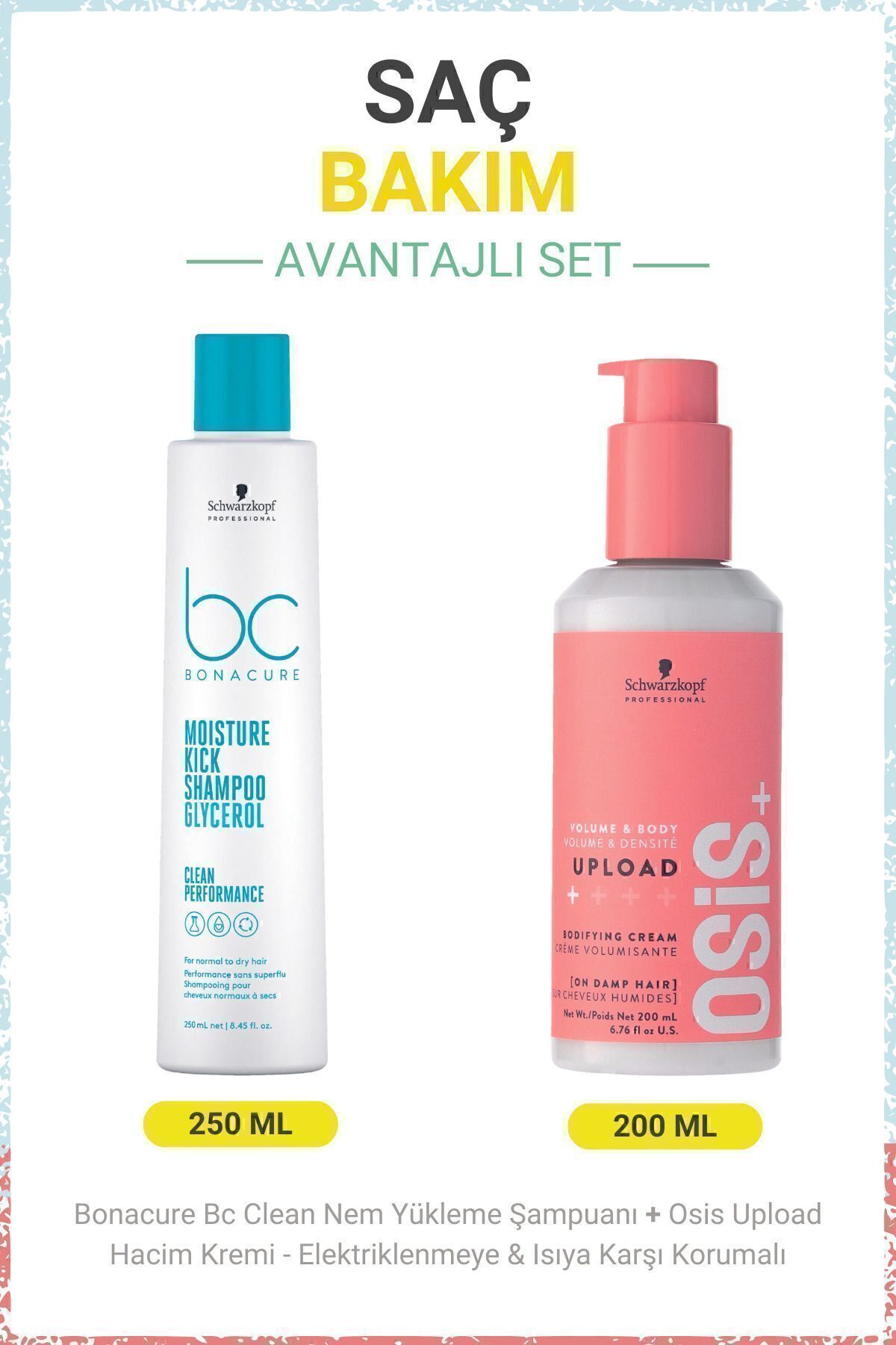 Bonacure Bc Clean Nem Yükleme Şampuanı 250ml + Osis Upload Hacim Kremi 200ml