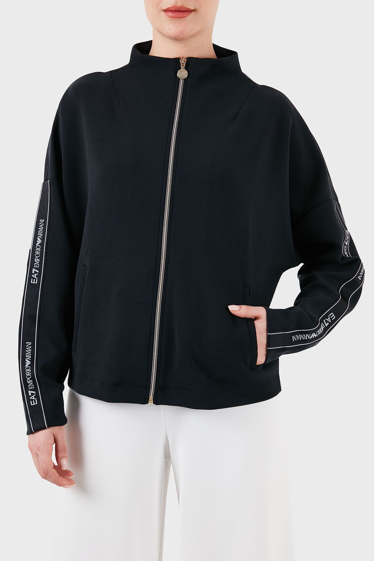 EA7 Logo Bantlı Fermuarlı Dik Yaka Cepli Regular Fit Sweat  SWEAT 3DTM24 TJDCZ 1200