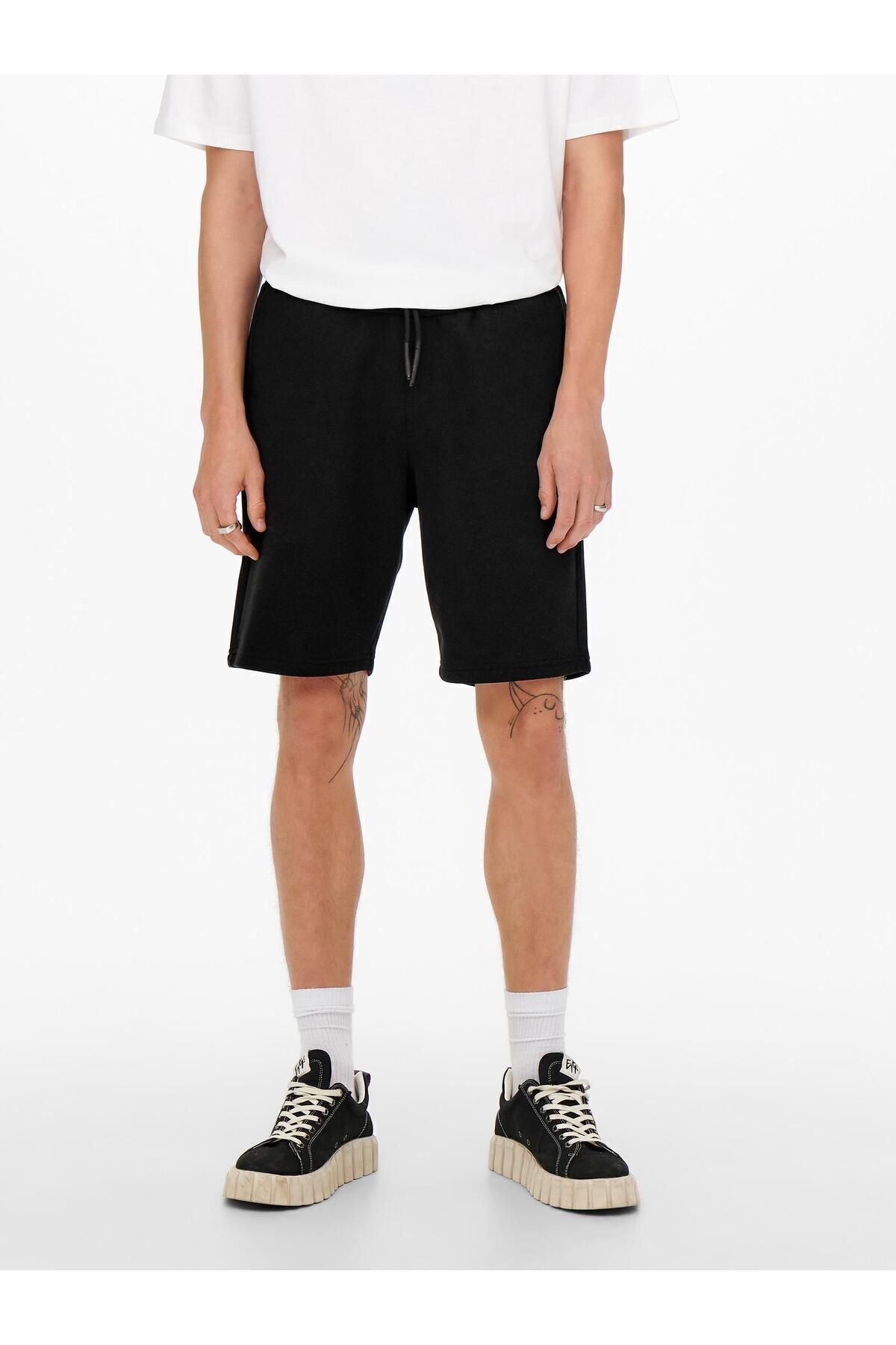 Only & Sons Ceres Sweat Shorts Noos Erkek Siyah2 Deniz Şortu 22019490-02