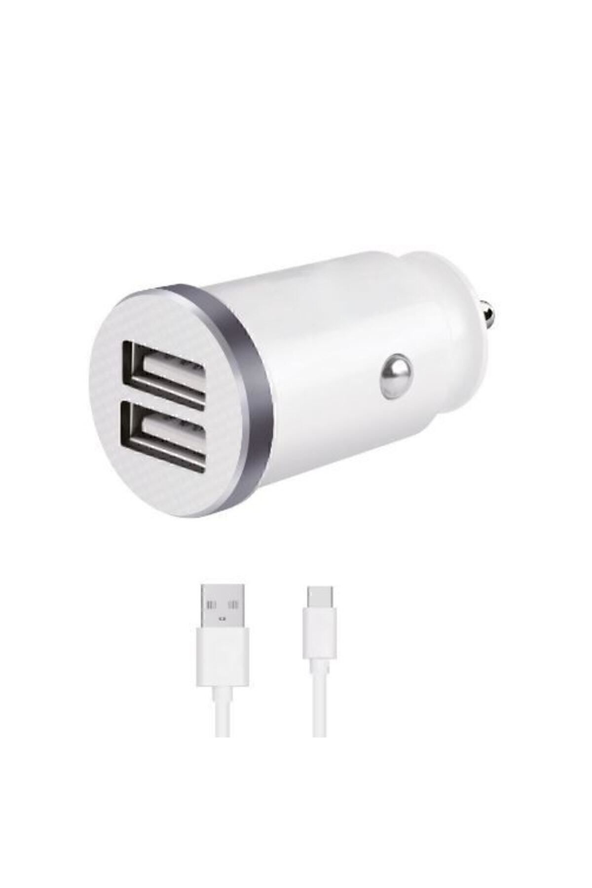 KOİ TECH Araç Içi Çakmaklık 2xusb Girişli Hızlı Şarj 2.4a 12watt Başlık 1.2m Type-c Kablolu