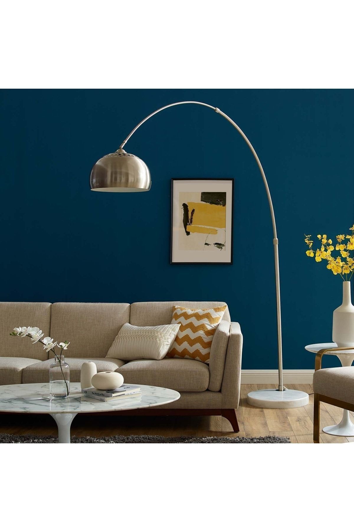 VİSENTE HOME Deve Boynu Modern Tasarım Krom Lambader