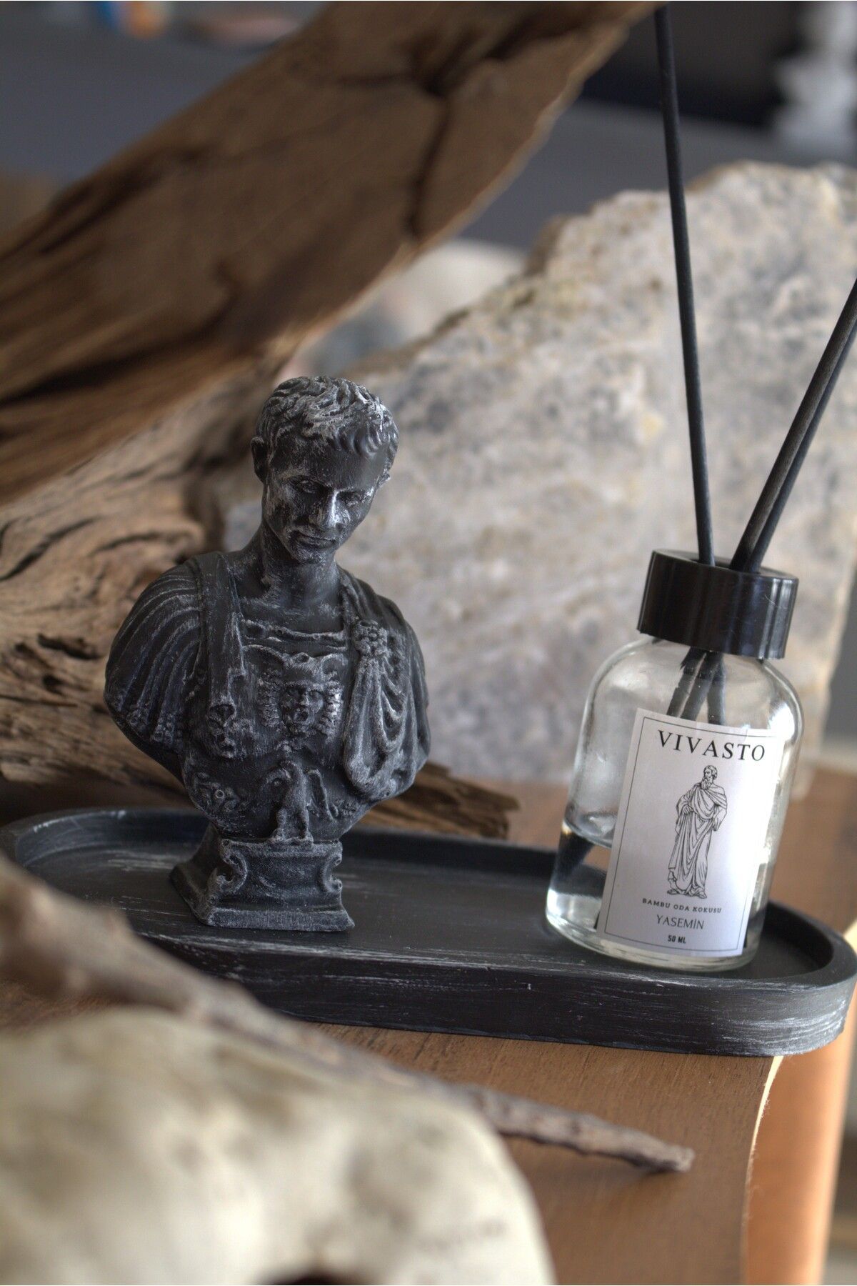 Ueex Home Vıvasto ‘Caesar' Biblo Siyah Eskitme Ve Bambu Çubuklu Oda Kokusu (50ML YASEMİN)