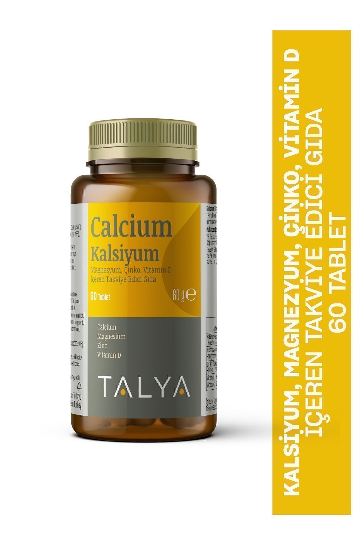 Talya Kalsiyum, Magnezyum, Çinko, Vitamin D Içeren Takviye Edici Gıda, 60 Tablet