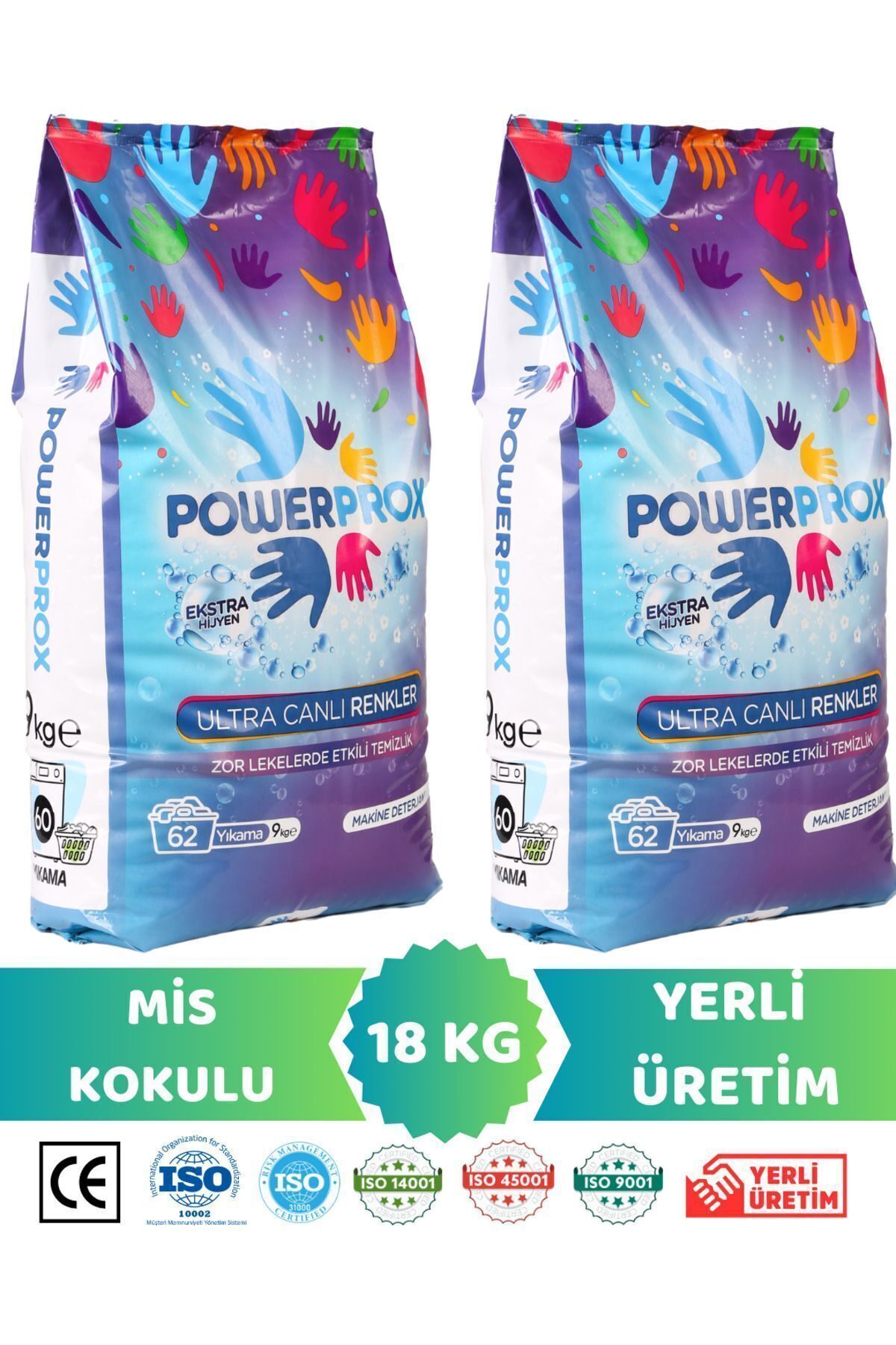 Power Prox Ultra Canlı Renkler Toz Çamaşır Deterjanı 2x9 KG (18 KG) Renkliler Için