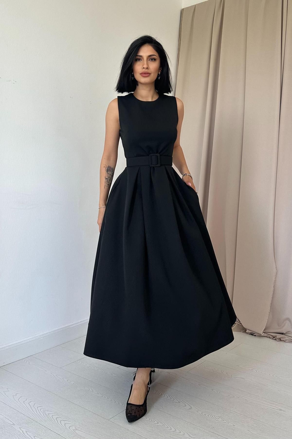 LADİN Ladin Halter Yaka Kloş Elbise
