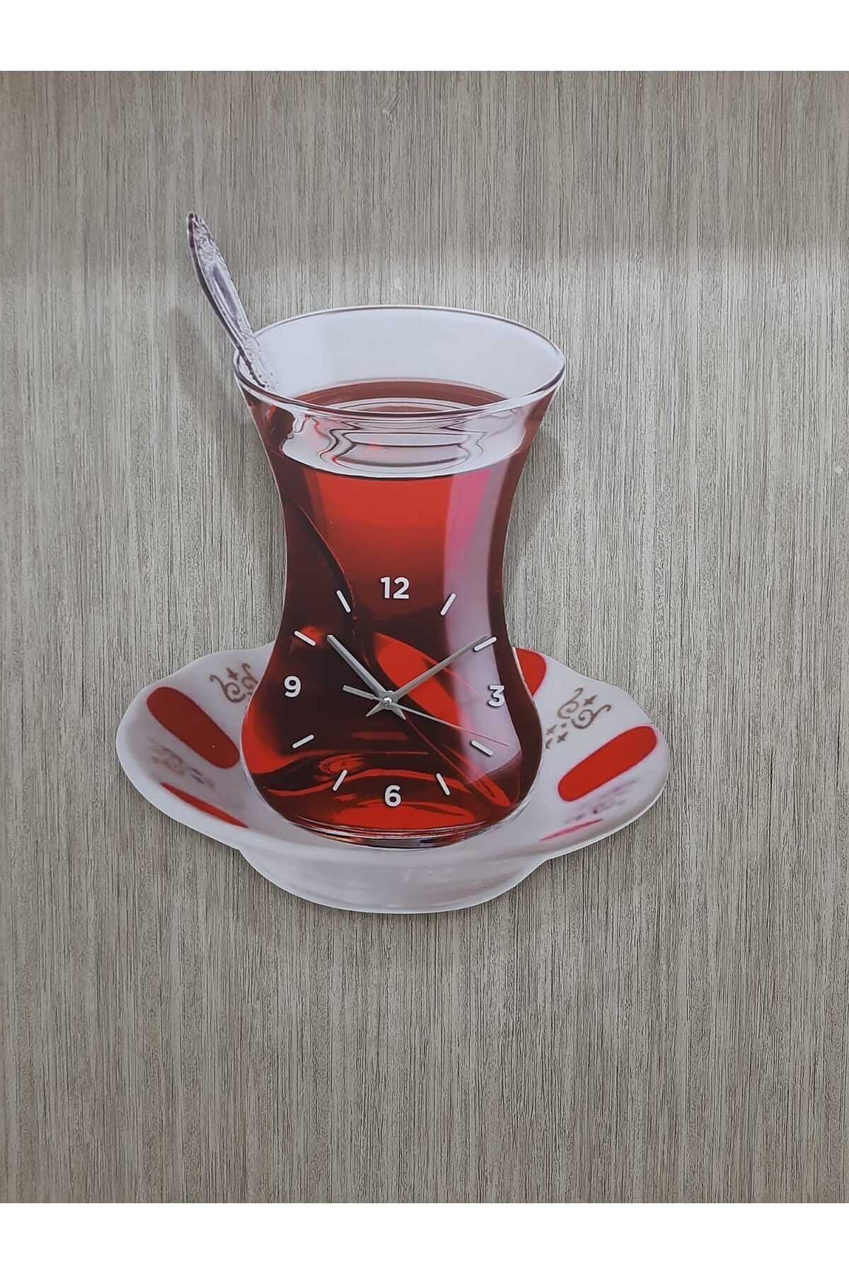 TUĞBArt Çay model mutfak duvar Saati 45x30 Cm Uv Baskılı