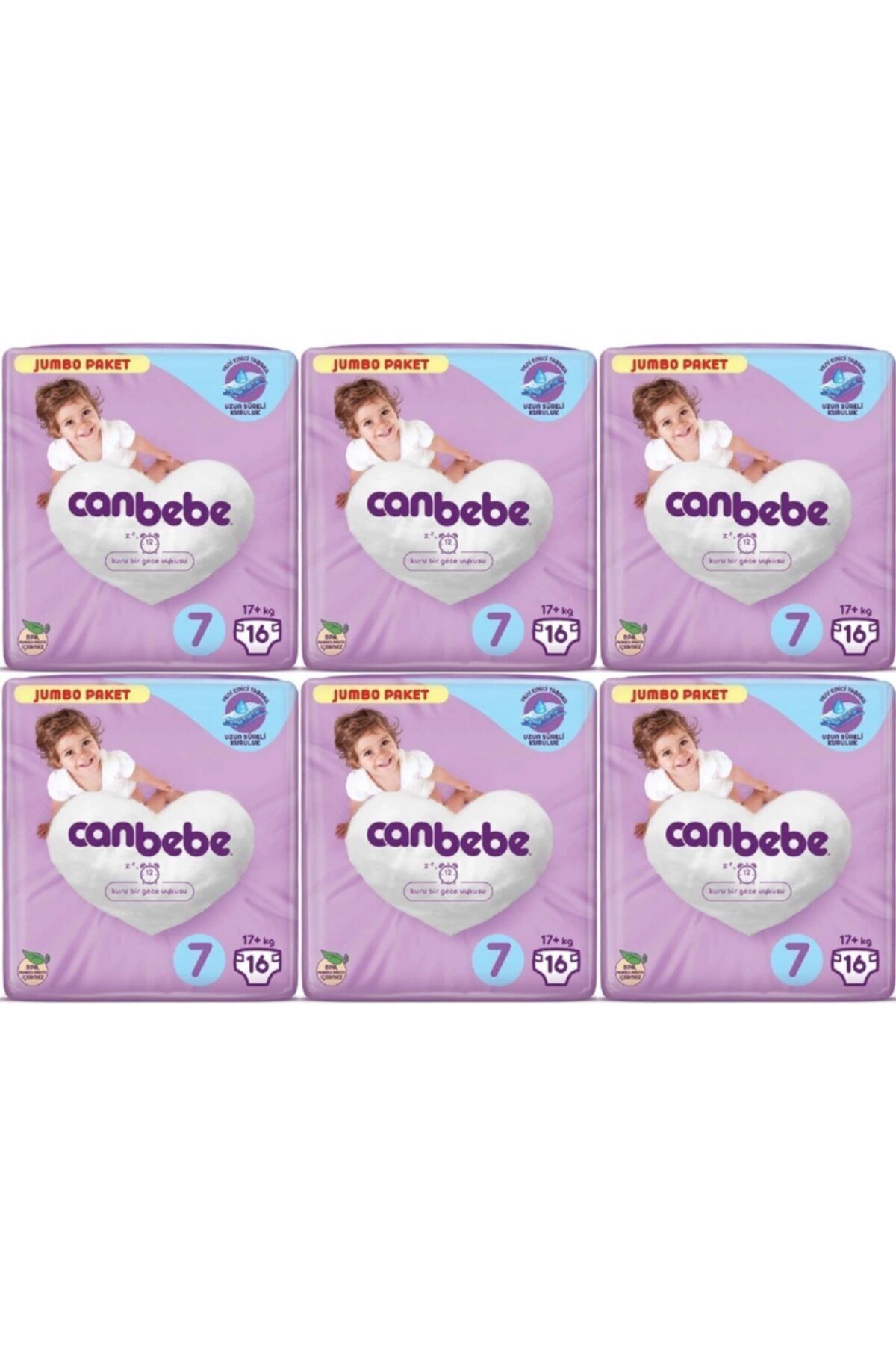 Canbebe Jumbo Bebek Bezi 7 Numara 96 Adet (16 X 6 = 96 Adet)