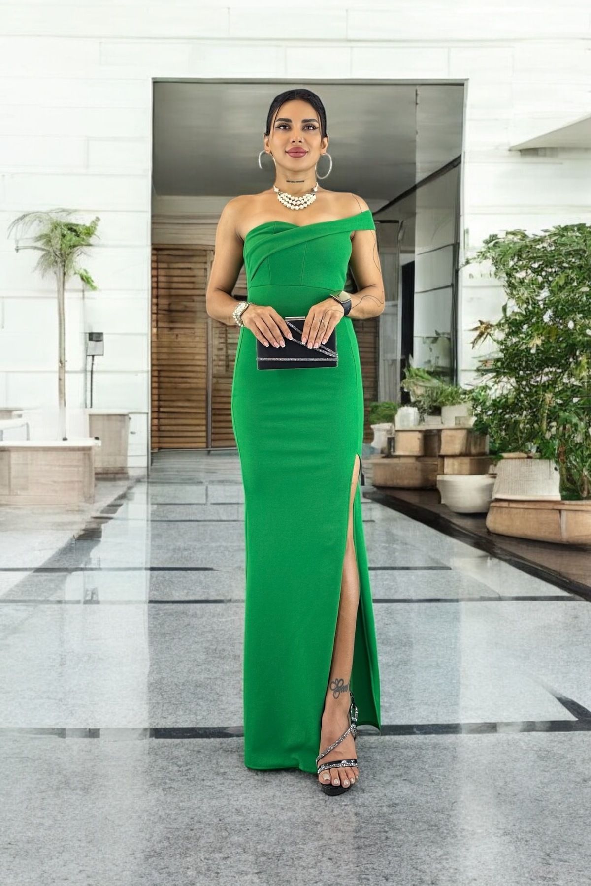 ALFUDO Moda Collection Tek Omuz Gece Abiye Elbisesi