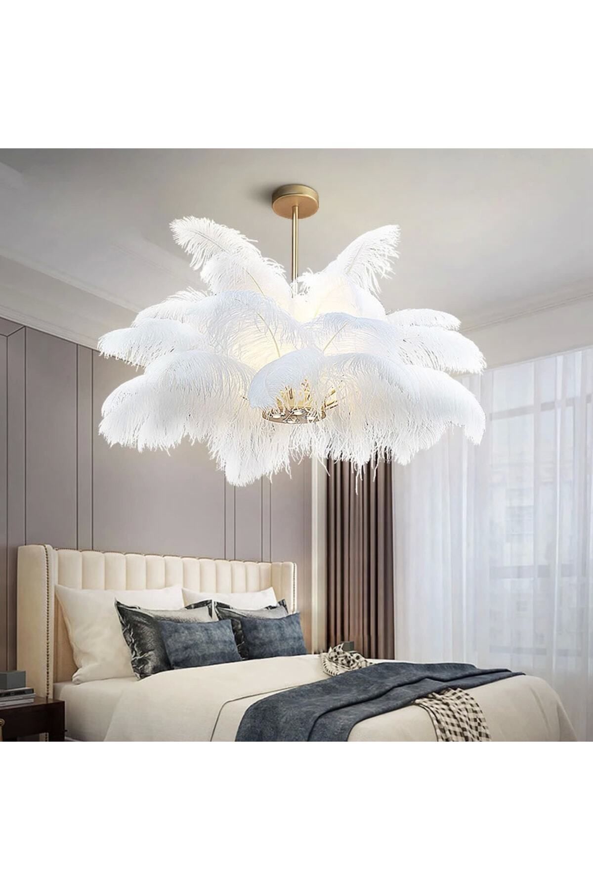 VİSENTE HOME Deve Kuşu Tüyü Avize