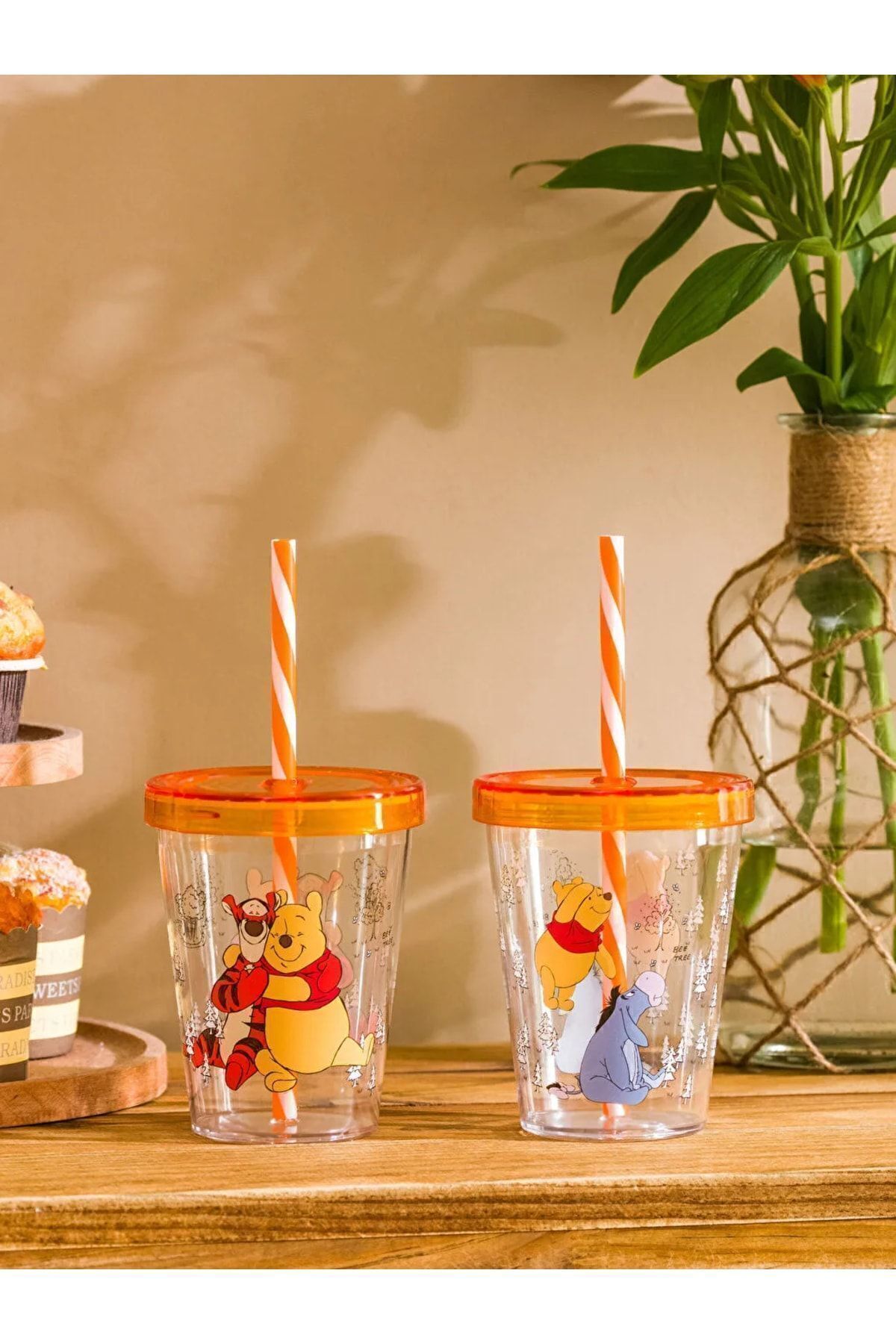 LC Waikiki Winnie The Pooh Baskılı Pipetli Bardak 2'li 450 Ml