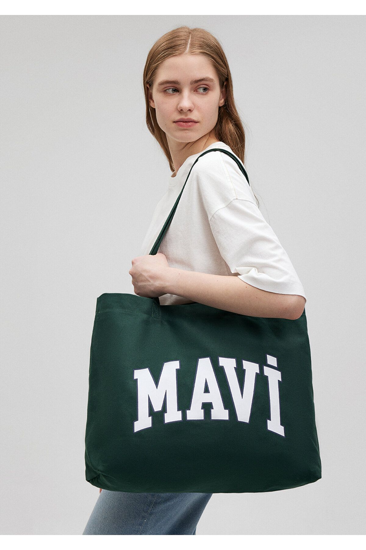 Mavi Logo Baskılı Yeşil Omuz Çantası 1912022-34522