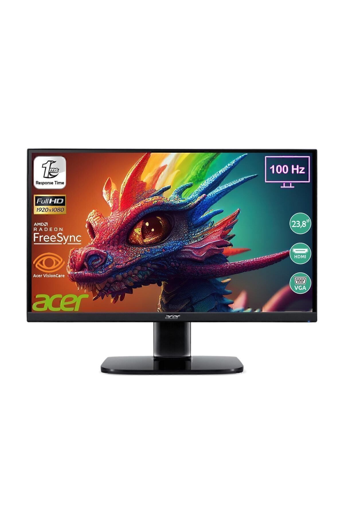 ACER Kb242yh 23,8'' 100hz 1 Ms (HDMI VGA) Freesync Zerofrasme Full Hd Va Monitör Um.qk2ee.h01