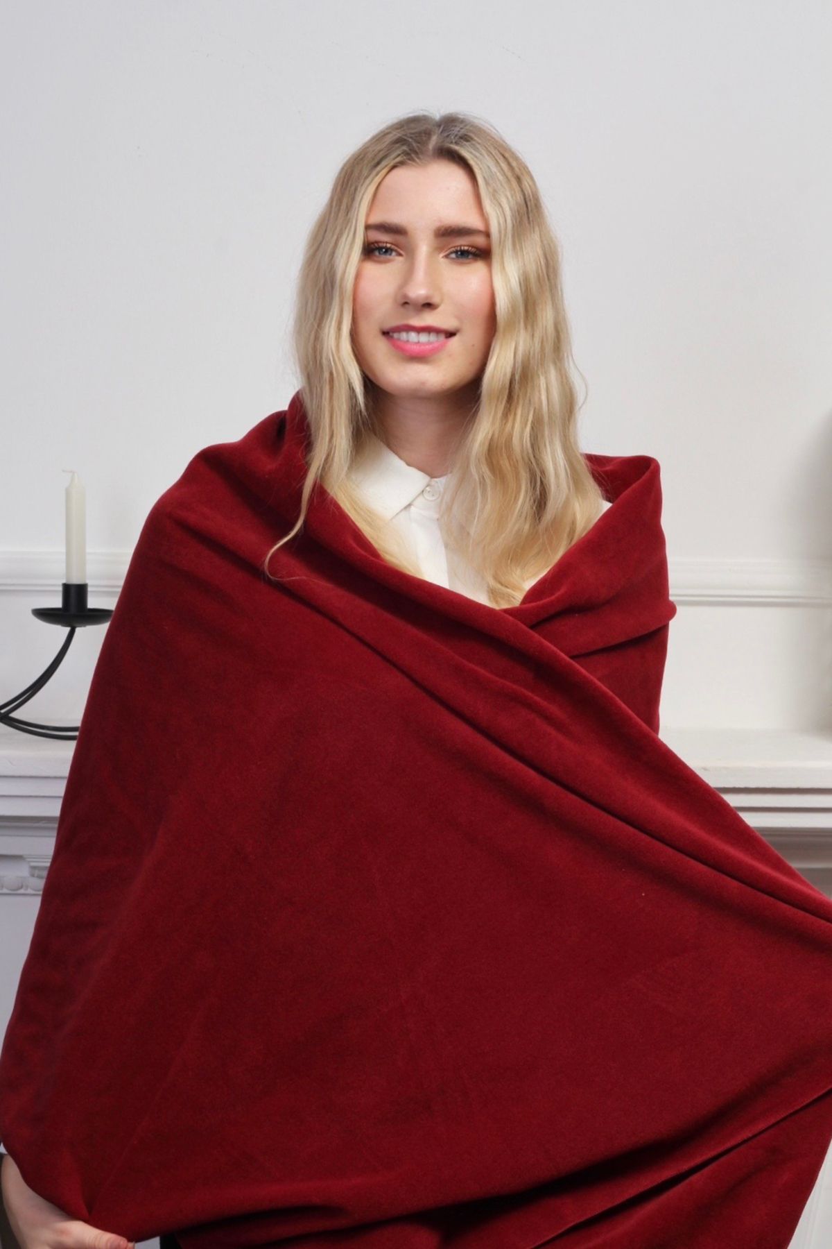 SpecialScarf Hijab Fashion Bordo Polar Şal Atkı Omuz Şalı Cafe,restaurant,otel Şal