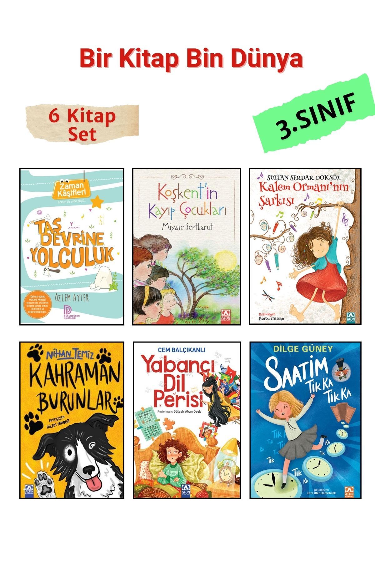 Altın Kitaplar "Bir Kitap Bin Dünya" - 3. Sınıf Okuma Kitapları Set - 3. Sınıf Hikaye-Roman 6 Kitap Set (Mamak)