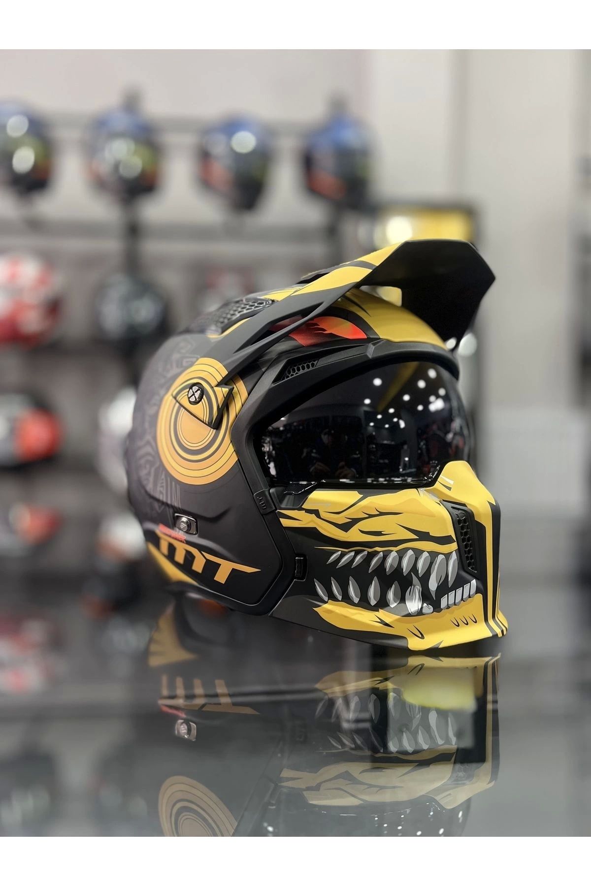 MT Helmets StreetFighter SV Aztec B3 Matt Sarı/Siyah Kask
