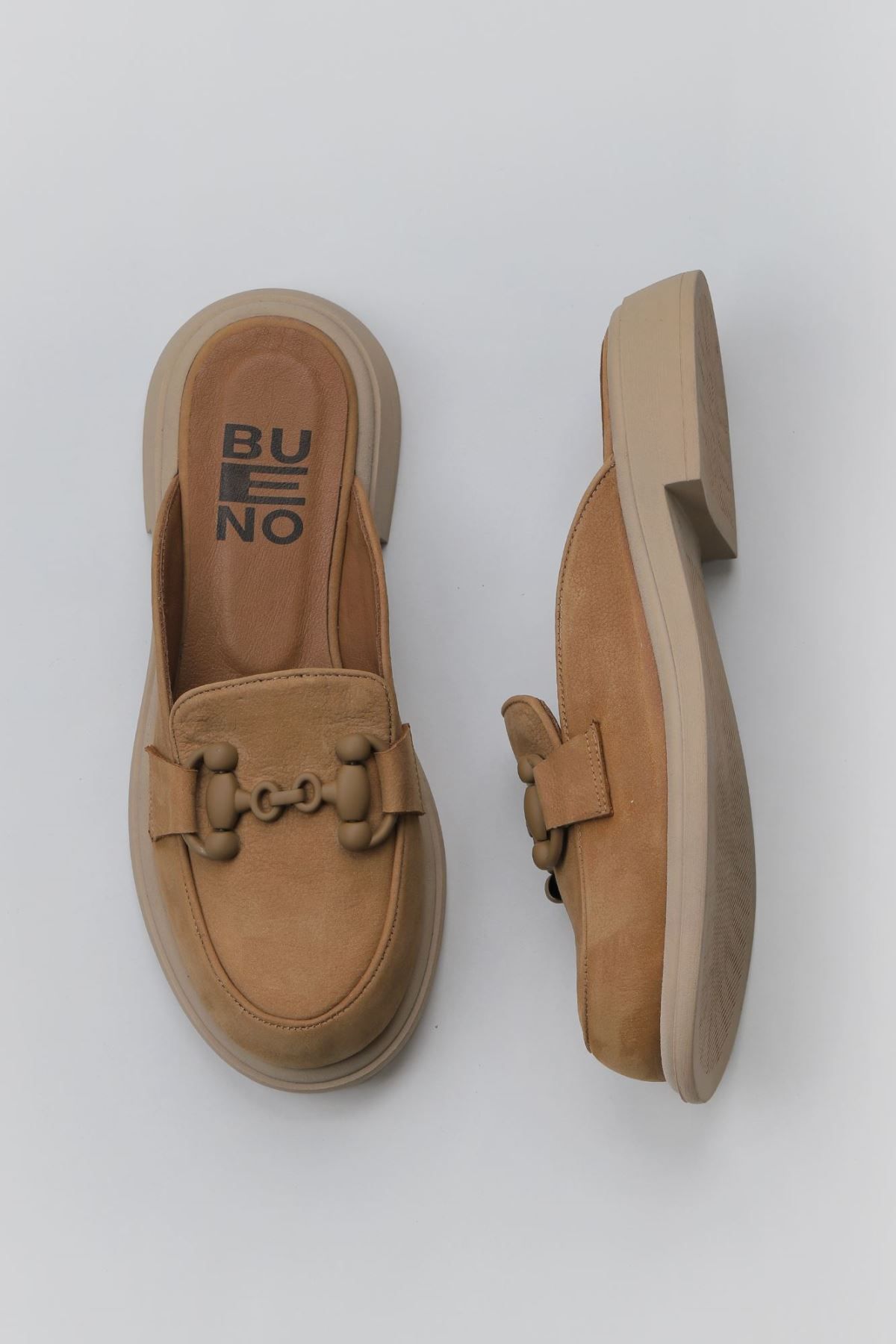 Bueno Shoes Taba Açık Nubuk Kadın Az Topuklu Terlik 01wy8701