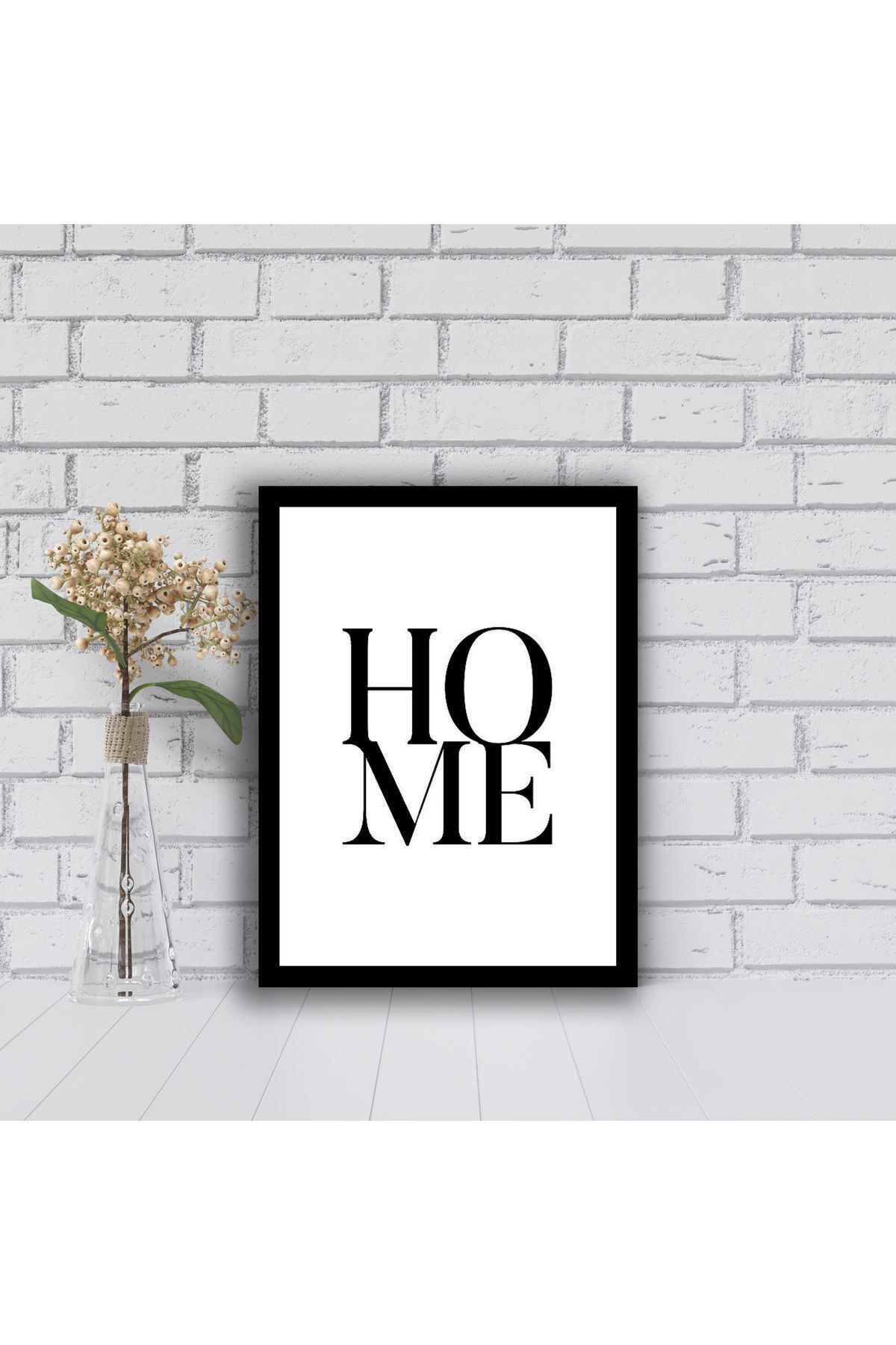 DENİZER BASKI 1 Adet HOME kalın yazılı Ahşap Mdf Çerçeve Görünümlü Mdf Tablo