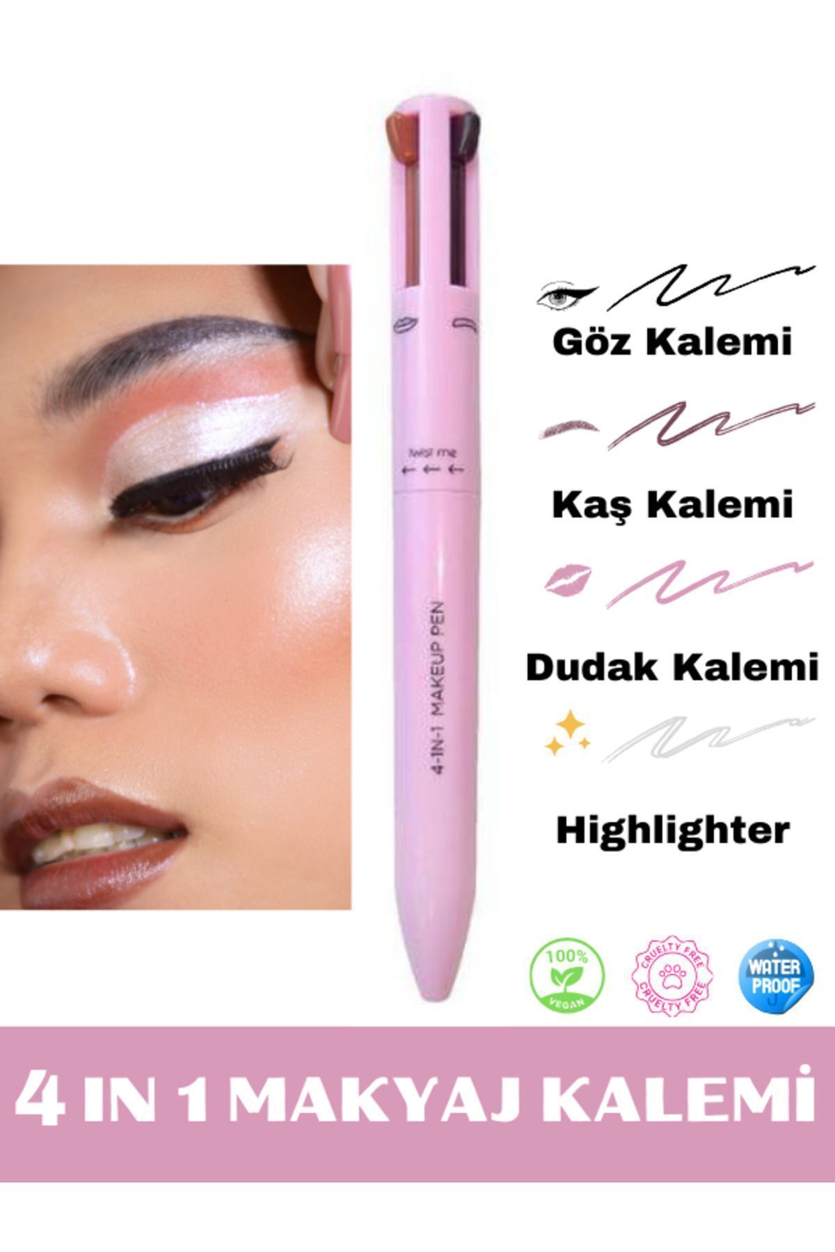 NUNUKO 4 In 1 Makyaj Kalemi - 4'ü 1 Arada Makyaj Kalemi - 4 In 1 Make Up Pen