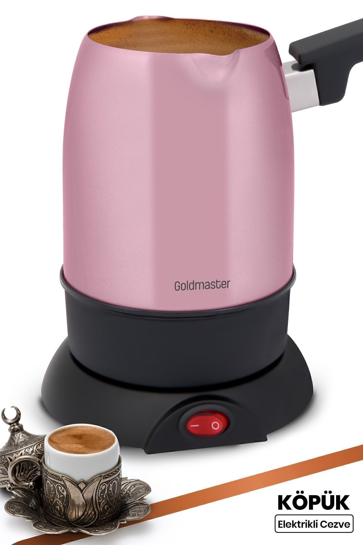 GoldMaster Orginal Köpük Sedef Pembe Çift Ağızlı Paslanmaz Çelik Elektrikli Cezve