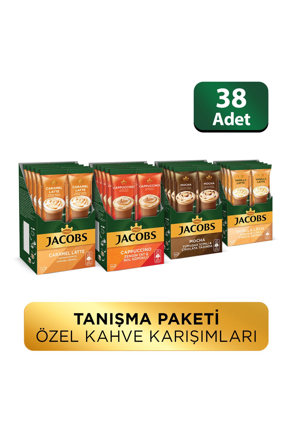 Jacobs Özel Kahve Karışımları Tanışma Paketi ( Mocha, Cappucino, Vanilya Latte, Karamel Latte)