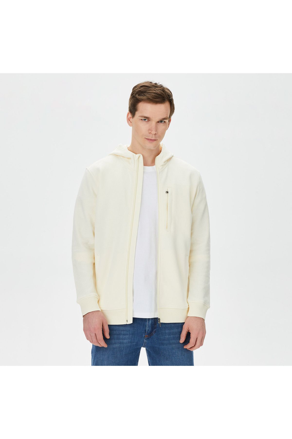 Nautica Erkek Krem Standart Fit Sweatshirt