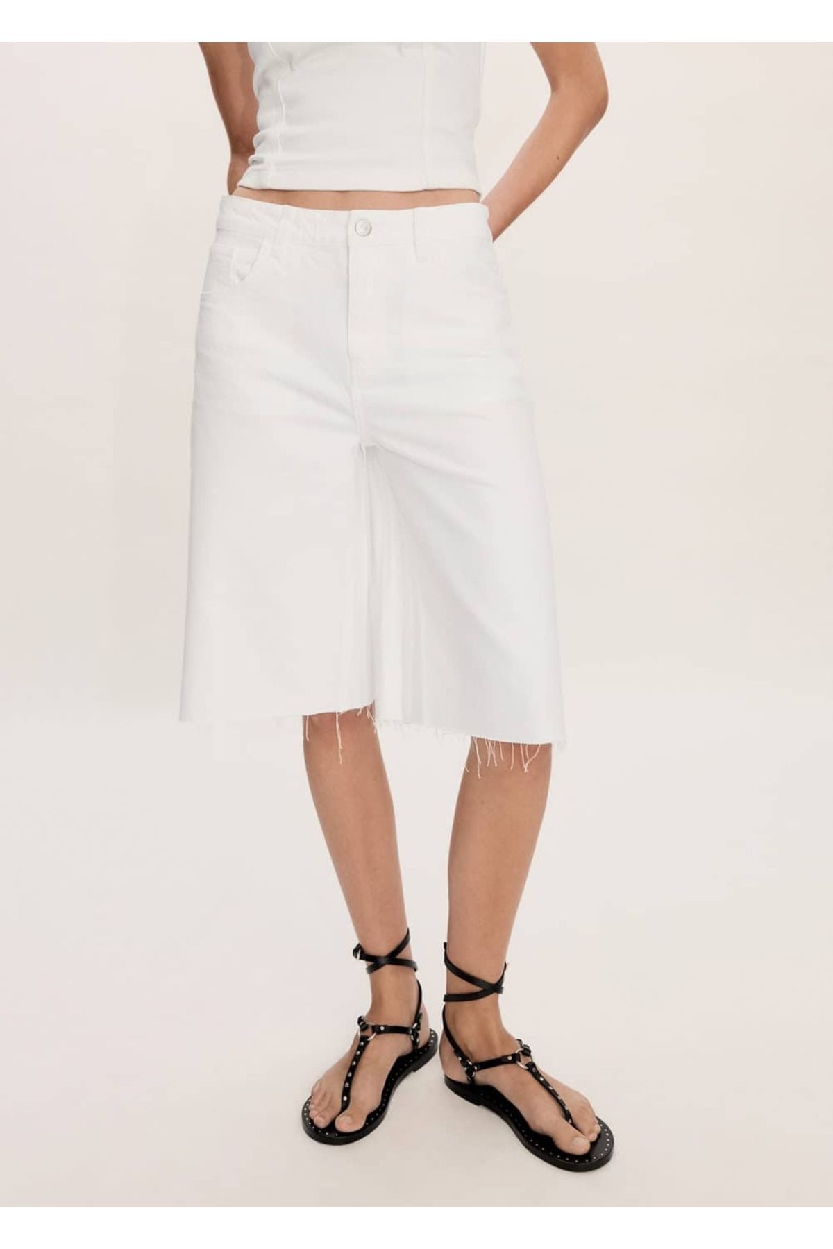 MANGO Oversize denim bermuda şort