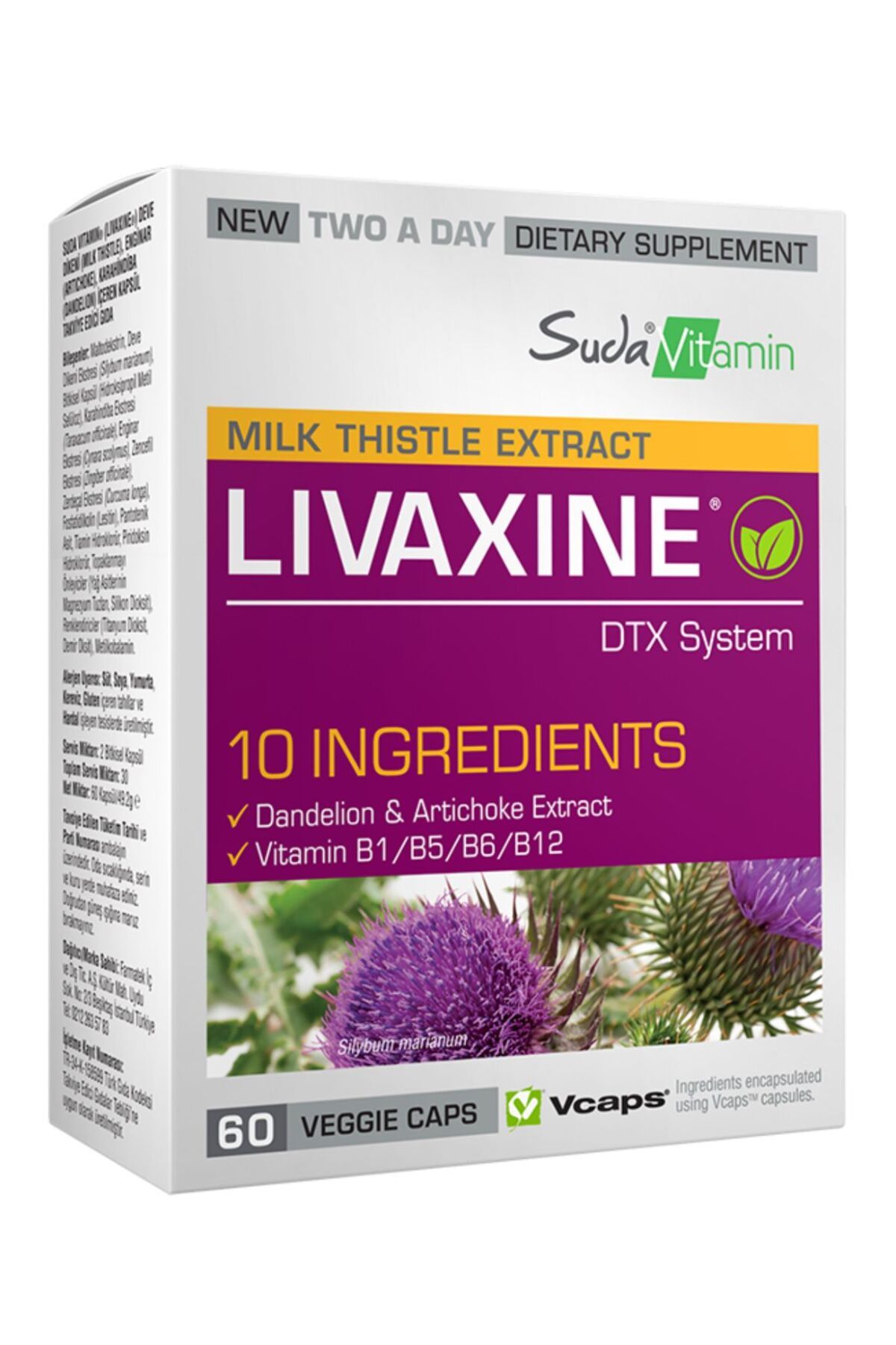 Suda Vitamin Livaxine 60 Kapsül Milk Thistle ( Deve dikeni ) Extract  - Artichoke Extract - Dandelion Extract