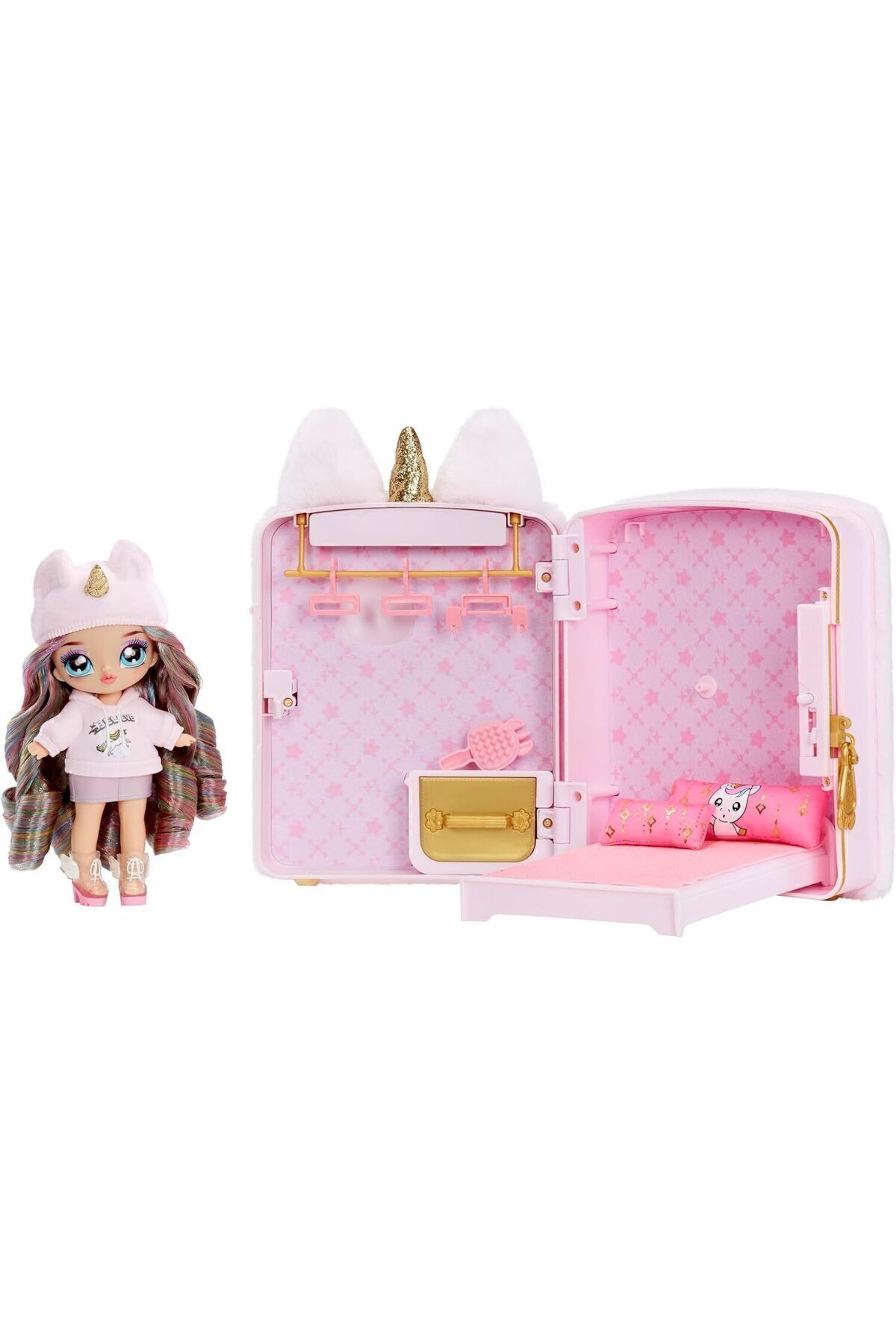 Cici Oyuncak Surprise 3in1 Backpack Bedroom Na! Na! Na! Unicorn Doll Playset Britney Sparkles