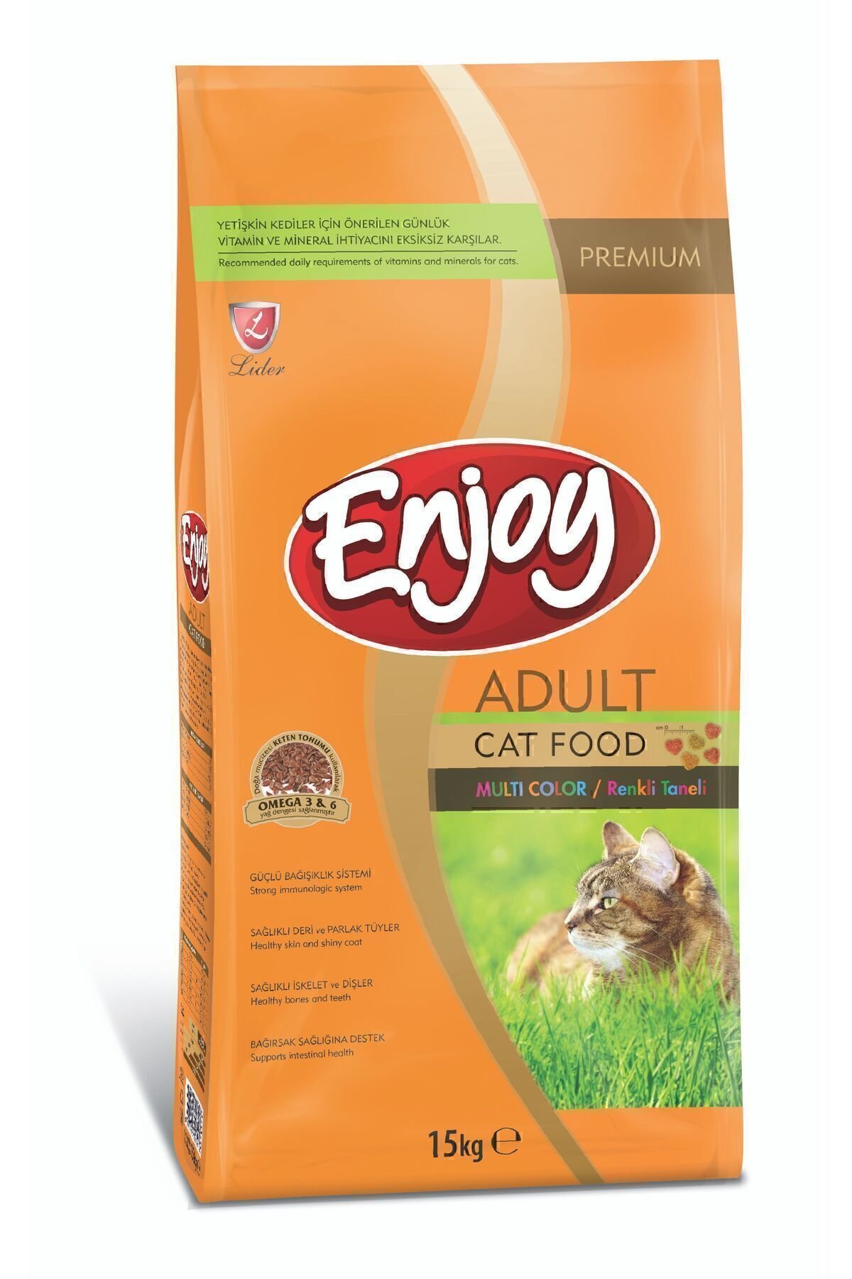 Enjoy Tavuklu Yetişkin Çok Renkli Kedi Maması 15 Kg