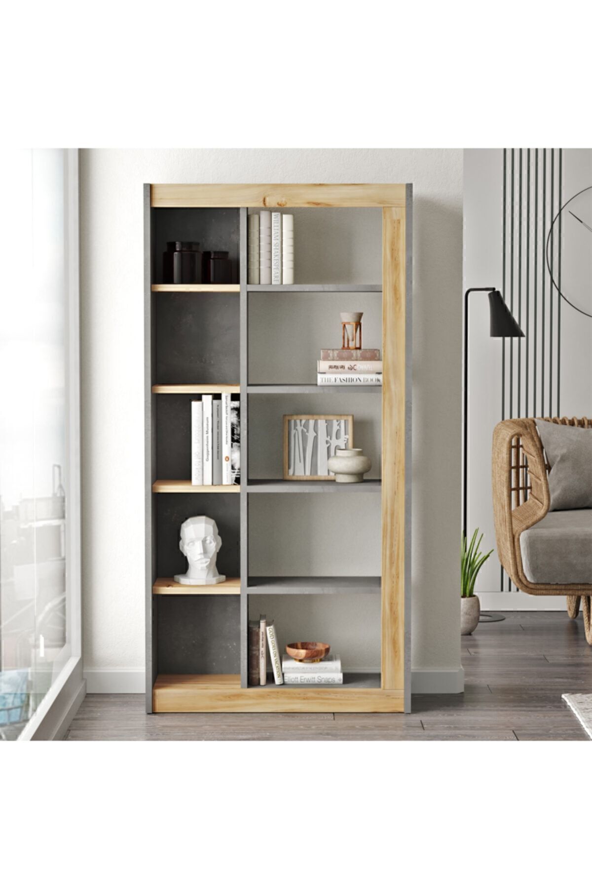 Yurudesign Luvio Kitaplık 149cm Keçe-beton Lv23-kr