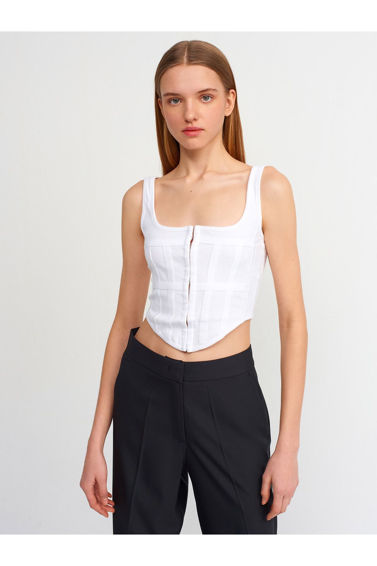 Dilvin 3791 Korse Top-beyaz