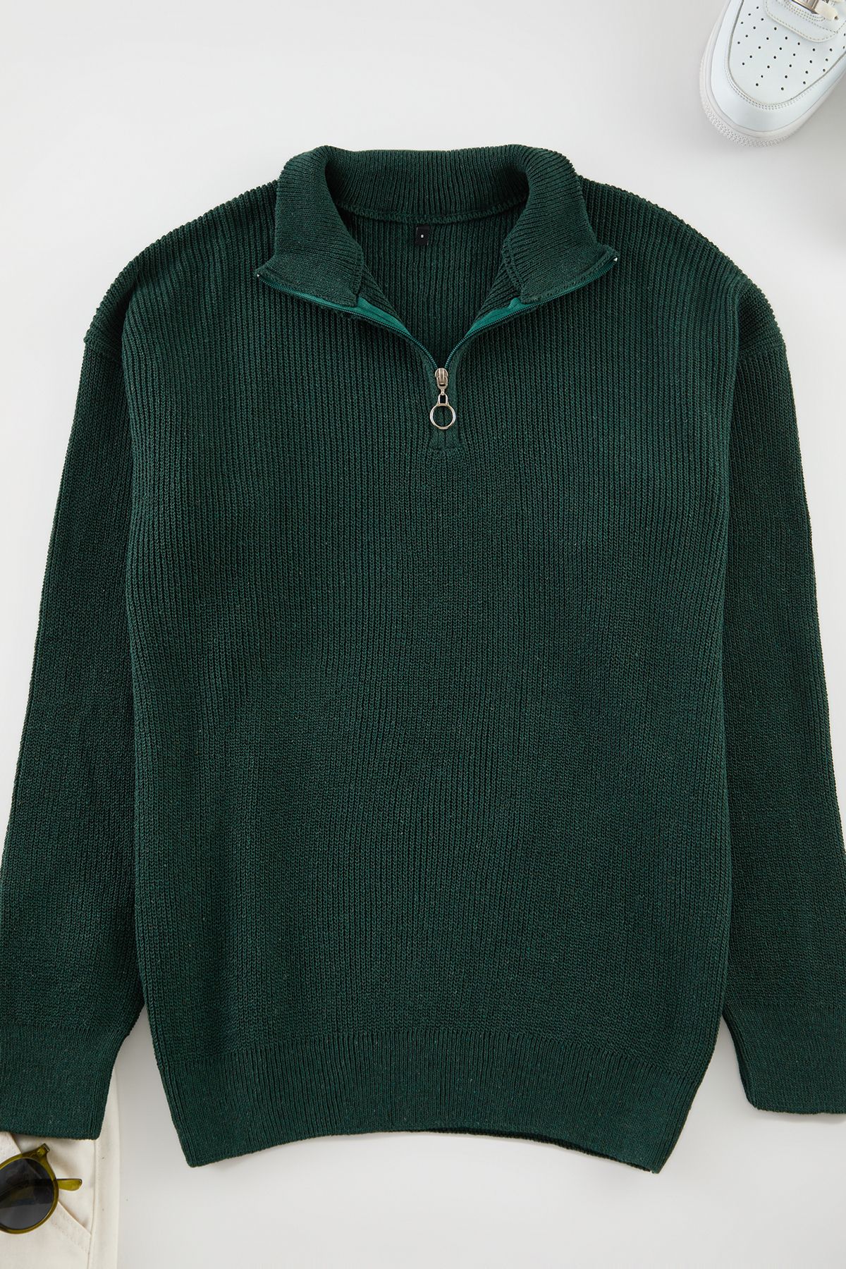 Edit by Trendyol Yeşil  Slim Triko Kazak TMNAW25KZ00064