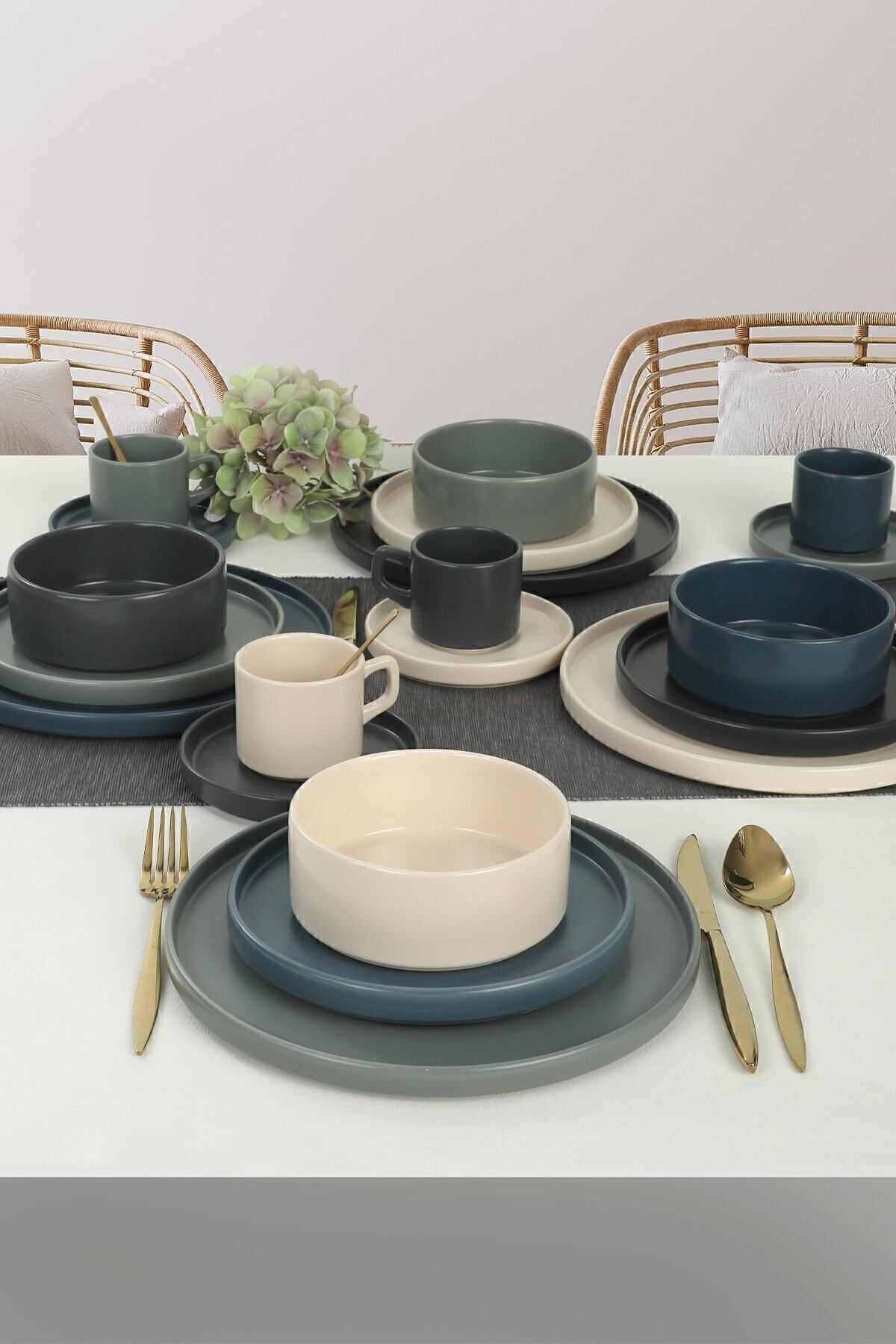 Keramika River Stackable Yemek / Kahvaltı Takımı  20 Parça 4 Kişilik