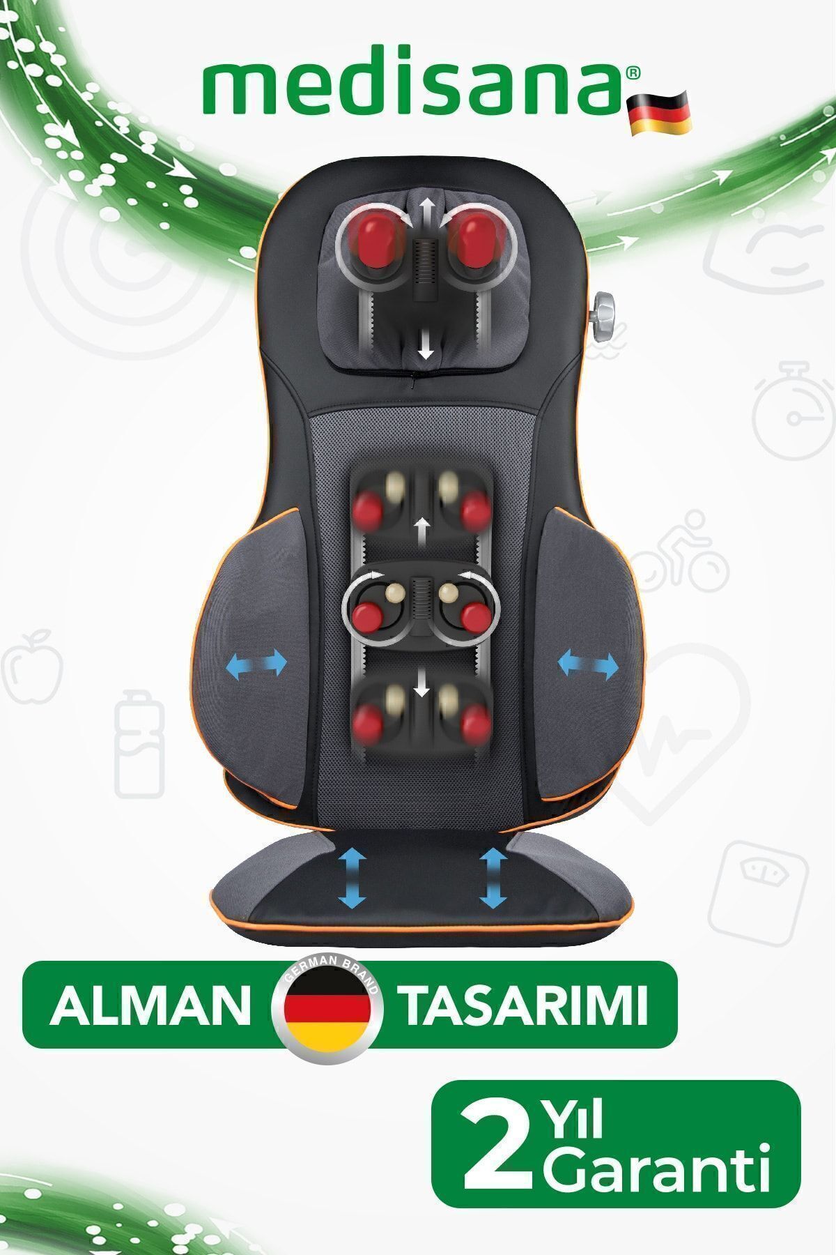 medisana Alman Tasarım Boy Ayarlamalı Isıtmalı Titreşimli Shiatsu Masaj Minderi Med88939