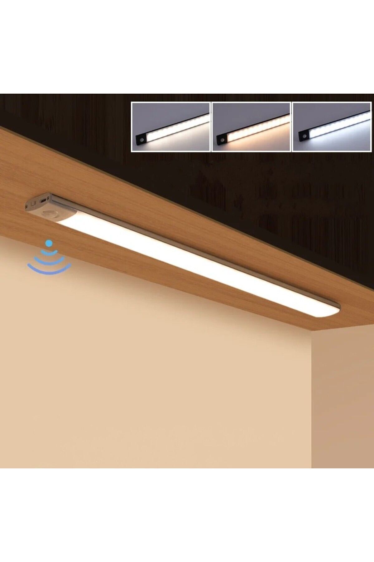 IntersTech 60 CM Gece Lambası USB Şarj Edilen Hareket Sensörlü Kitap Okuma Mutfak Dolabı Yatak Odası Gardırop