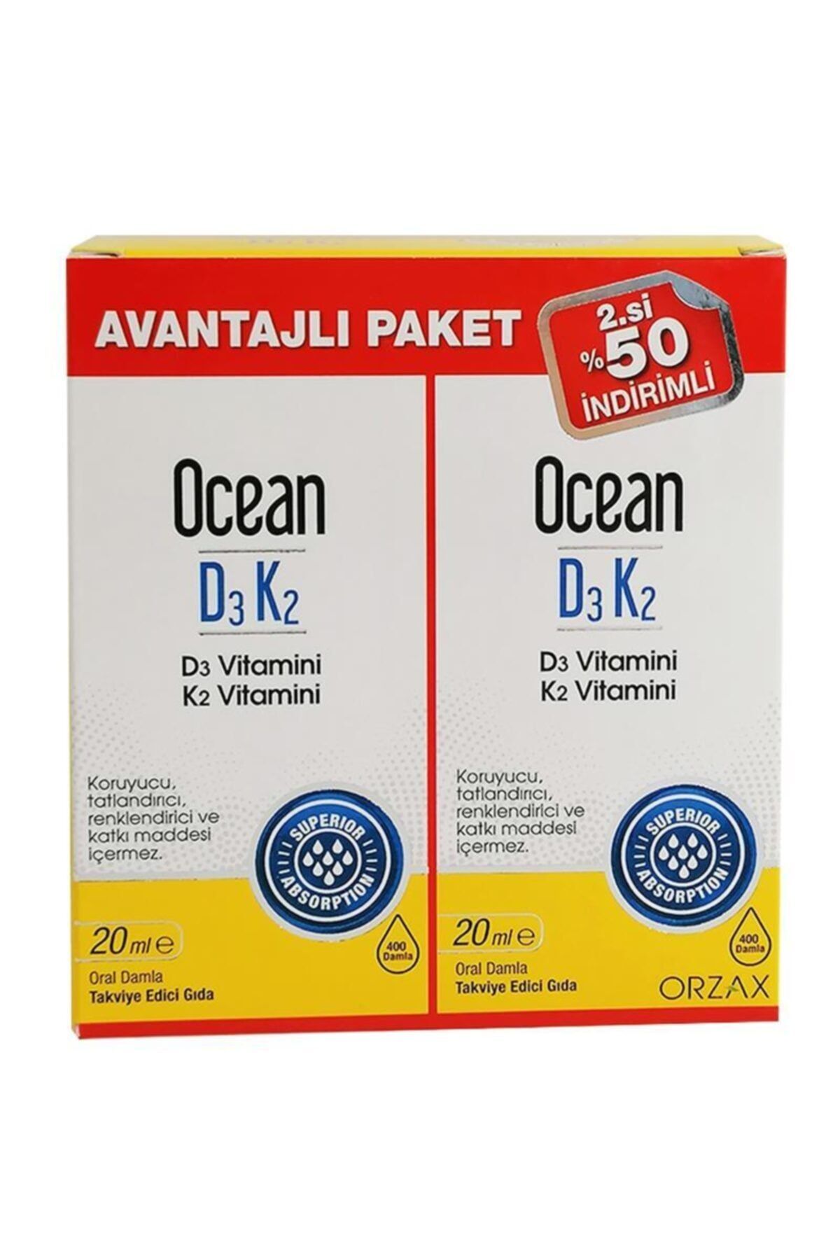 Ocean Ocean D3 K2 20 Ml Takviye Edici Gıda Avantajlı Paket