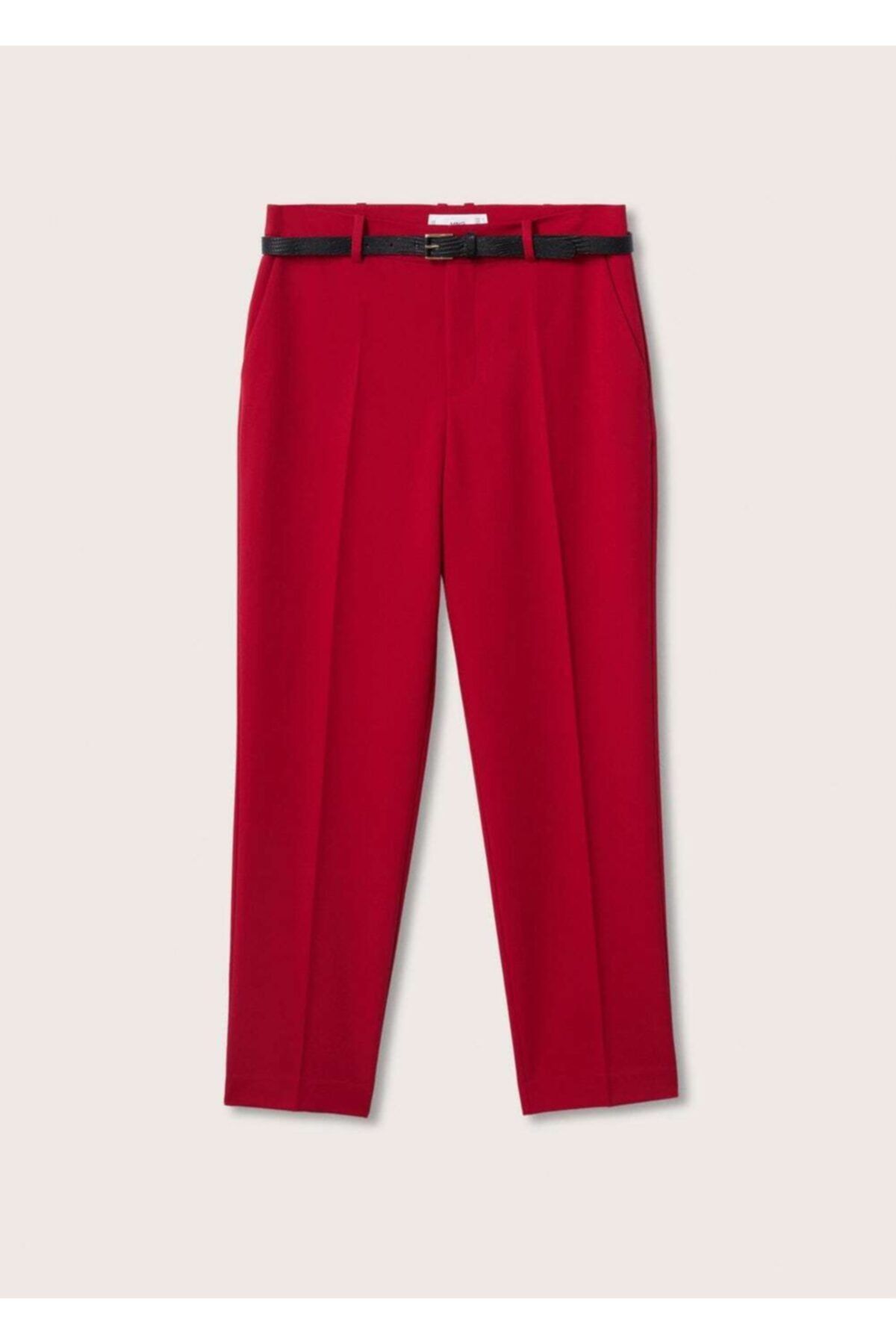 MANGO Kadın Kırmızı Kemerli Kumaş Pantolon