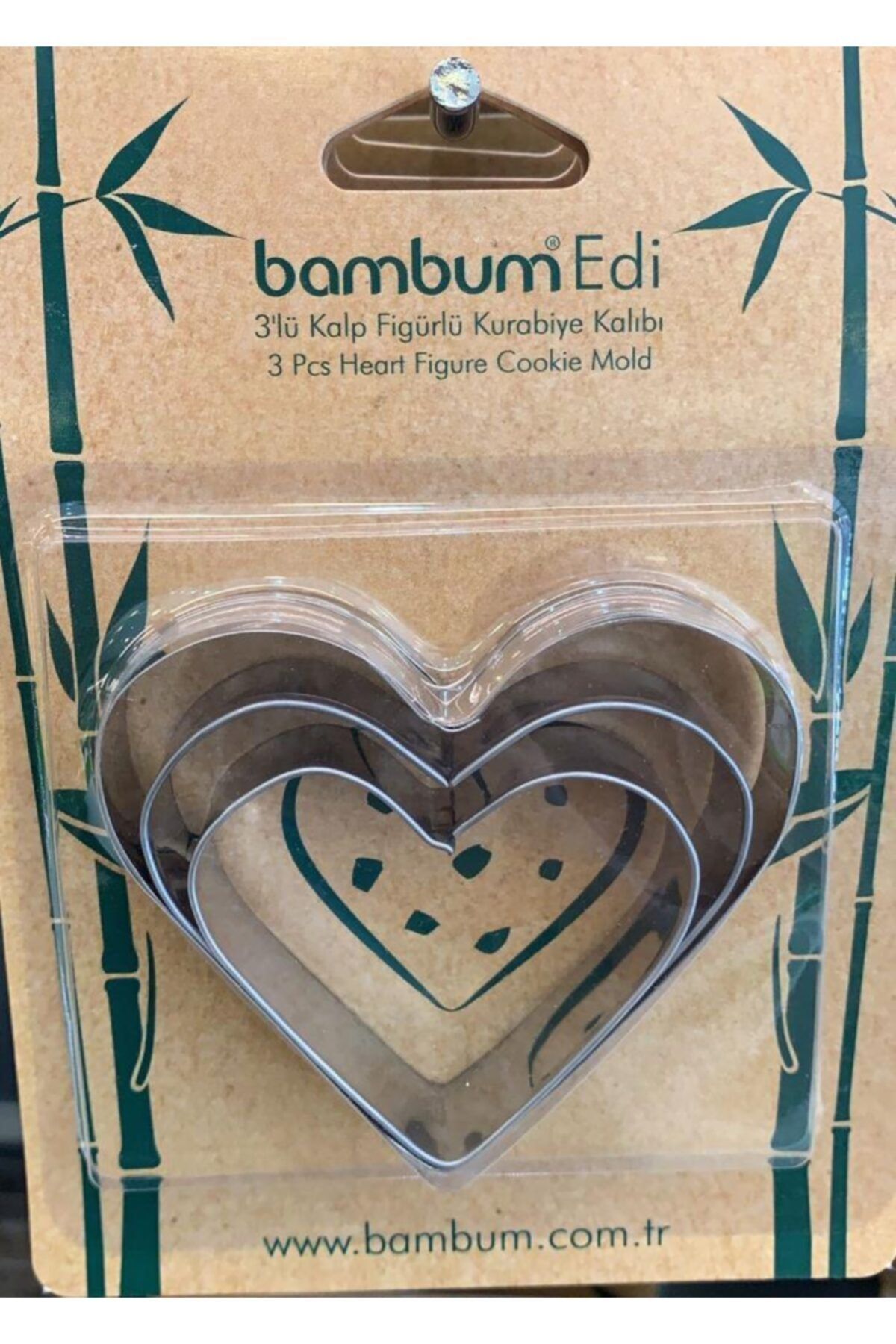 Bambum Edi - 3'lü Kalp Figürlü Kurabiye Kalıbı
