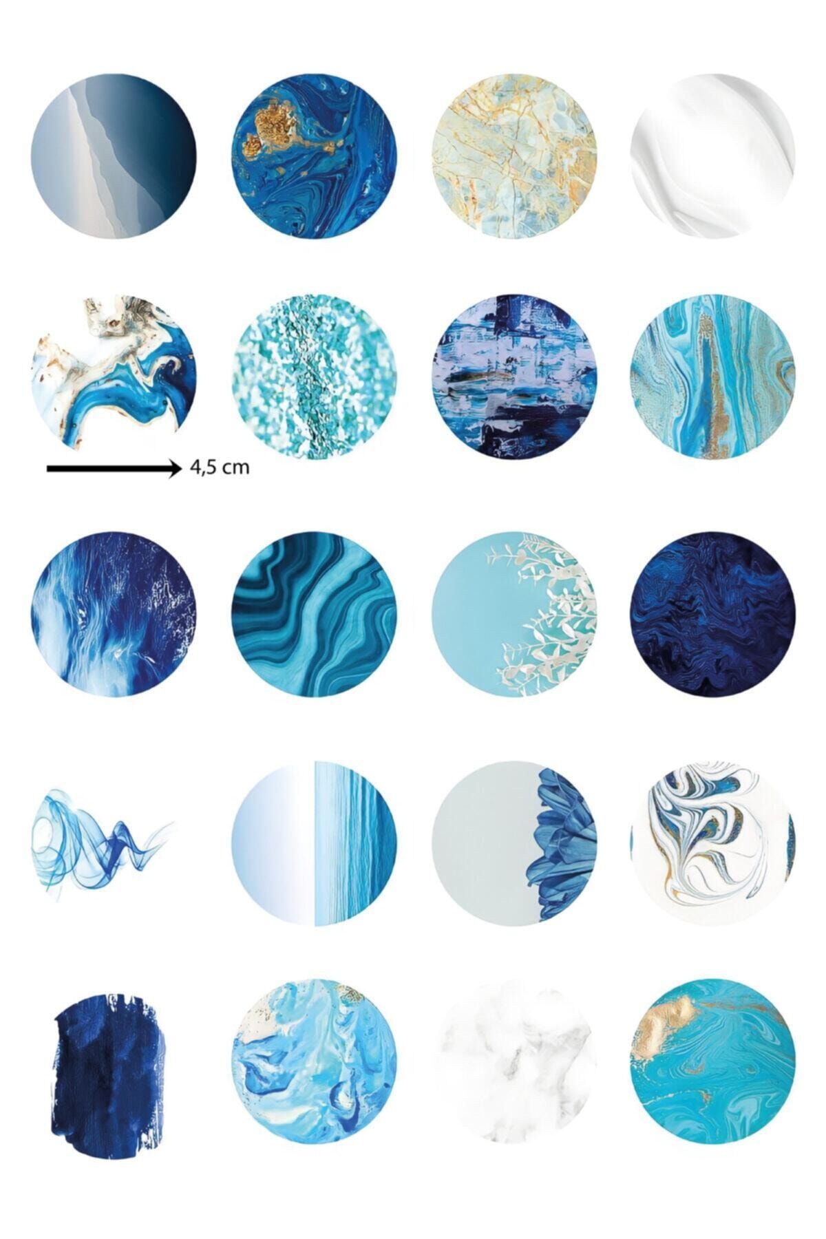 akcepazar Mavi Renk Tonlarında 20 Adet Ajanda Sticker