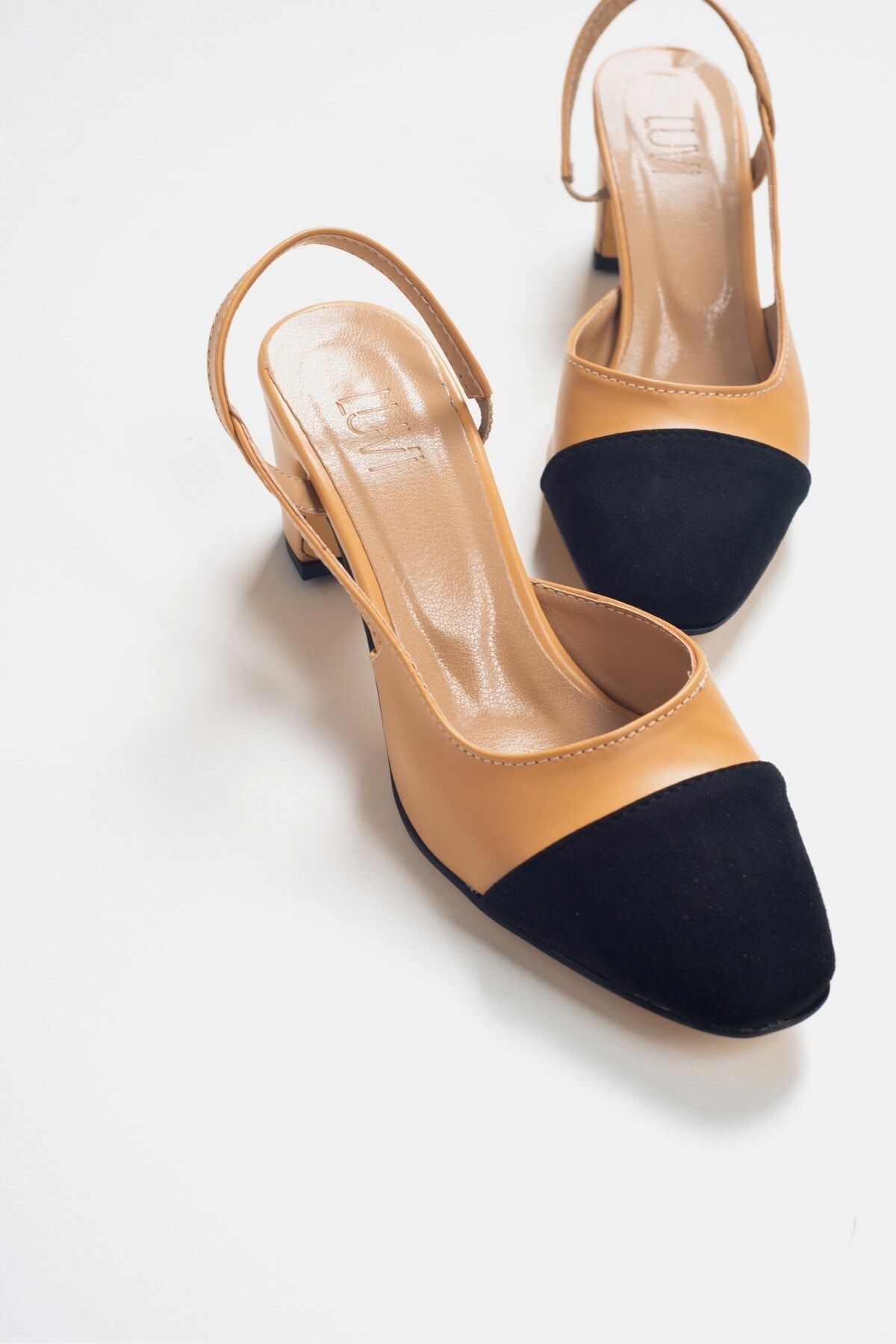 luvishoes Ten Cilt Siyah Süet Kadın Topuklu Ayakkabı