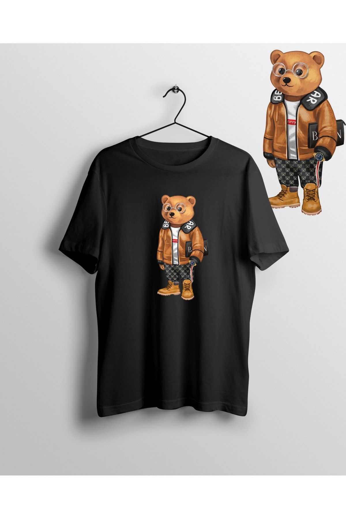 Mithril Bear T-shirt Bad Boy Baron Cool Teddy Bear Ayı Unisex Bisiklet Yaka Baskılı T-shirt