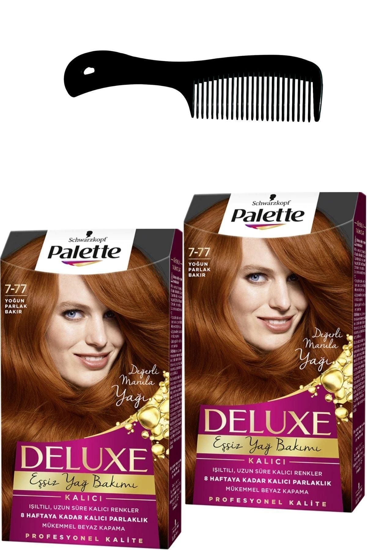 Palette Deluxe Saç Boyası 7-77 Yoğun Parlak Bakır X 2 Adet + Saç Açıcı Tarak