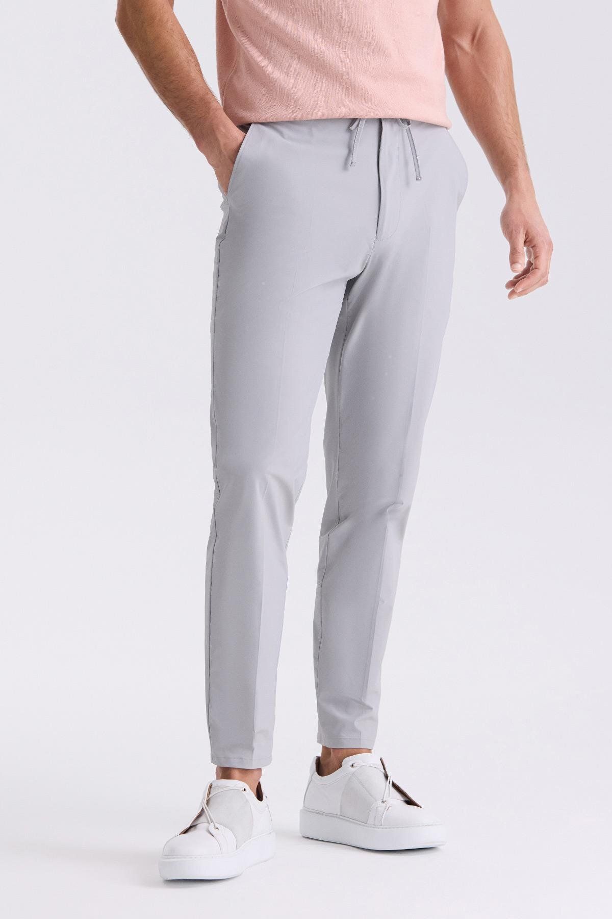Jakamen Gri Comfort Fit Beli Lastikli Jogger Pantolon
