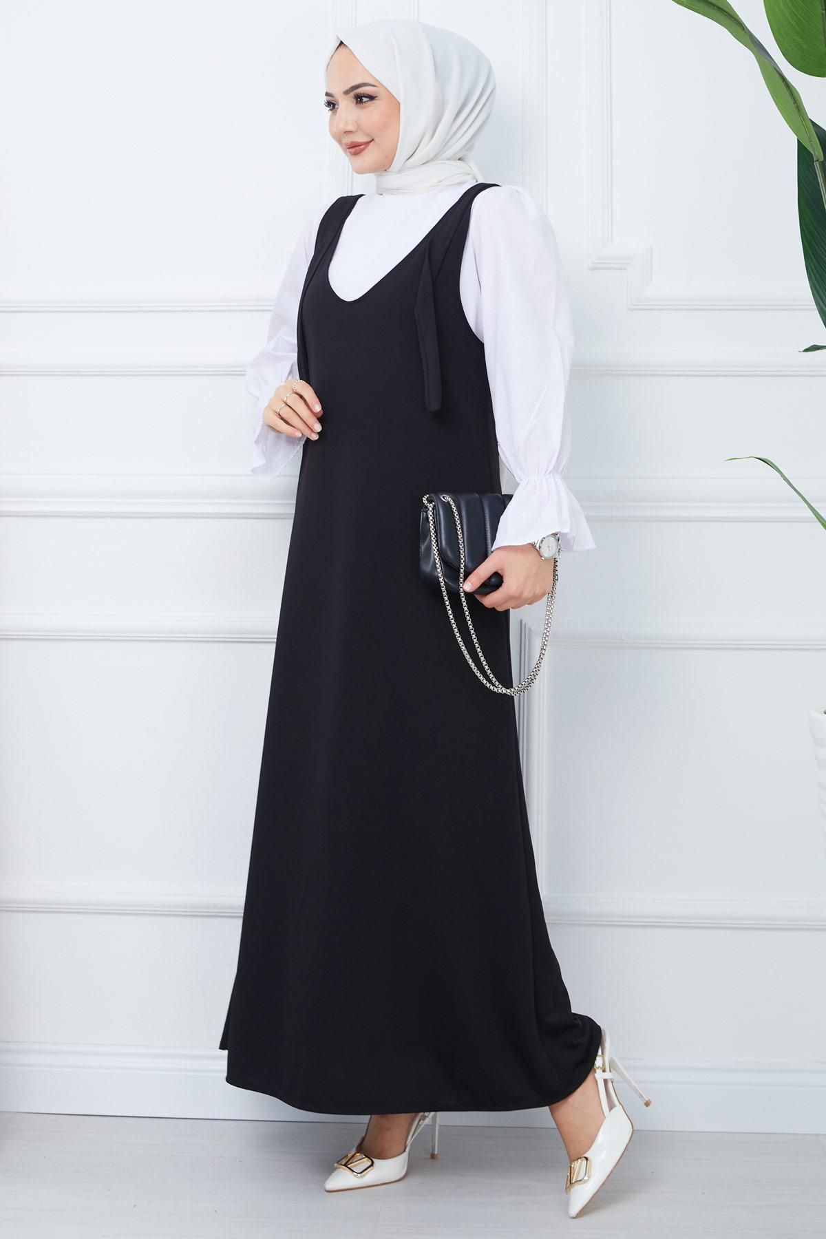 hafsamina Nehir Örme Jile Elbise Siyah HM2389