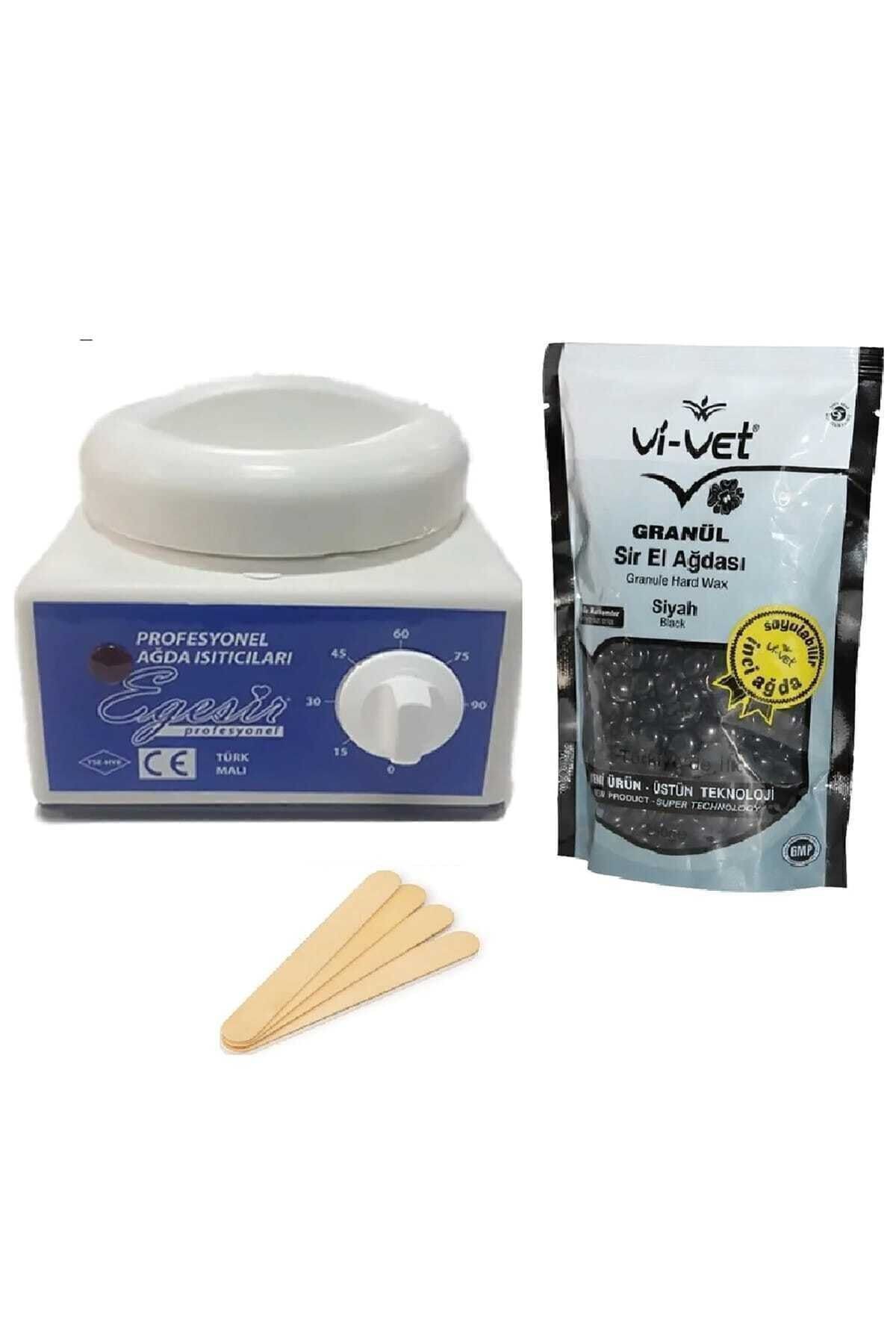 Vi vet Sir Ağda Makinesi,siyah Granüllü Boncuk Ağda Ve Spatula Seti
